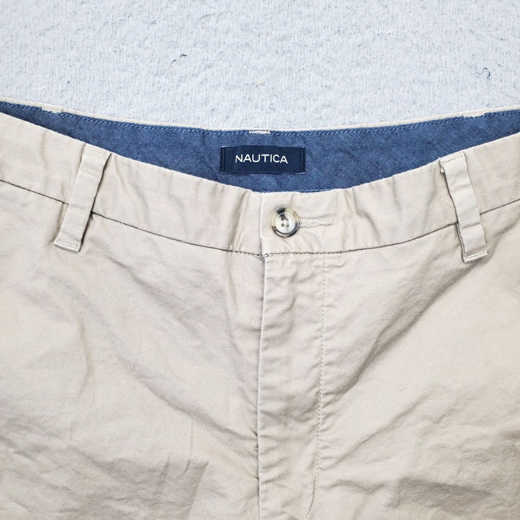 Nautica Nautica Chino Shorts Mens 36W Tan Cotton Slash Pockets Low Waist Comfort Fit Size US 36 / EU 52 - 3 Thumbnail