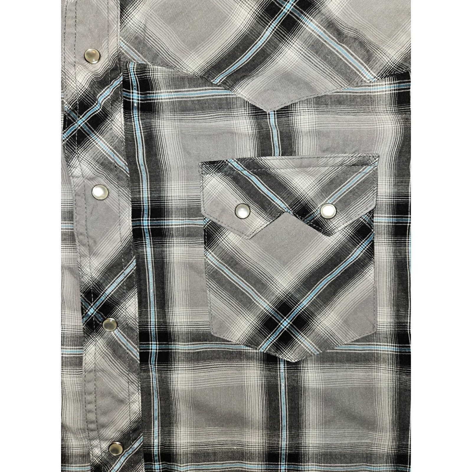 Wrangler Wrangler Shirt Plaid Long Sleeve Men L Pearl Snap Western Pockets Casual Workwear 46 Chest Gray N/A Size US L / EU 52-54 / 3 - 5 Thumbnail