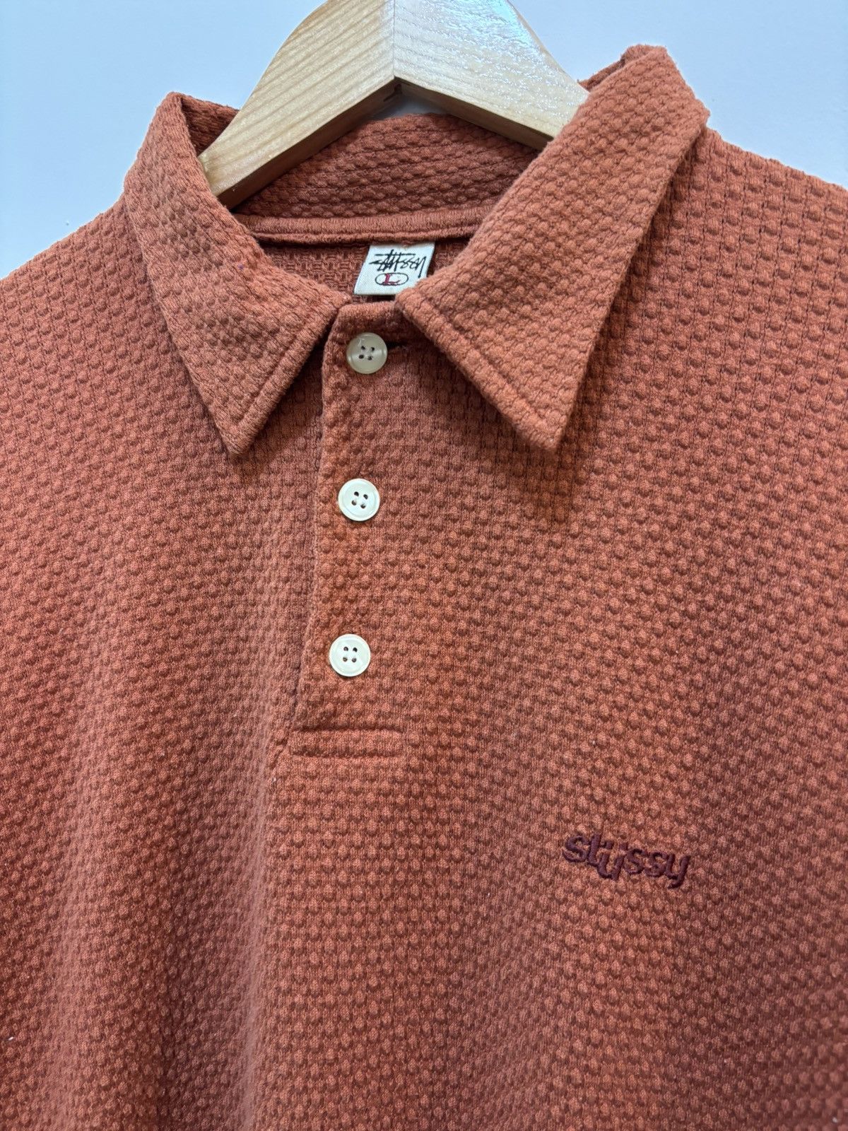 Stussy Vintage 90's Stussy Long Sleeve Polo Shirt Size US L / EU 52-54 / 3 - 2 Thumbnail