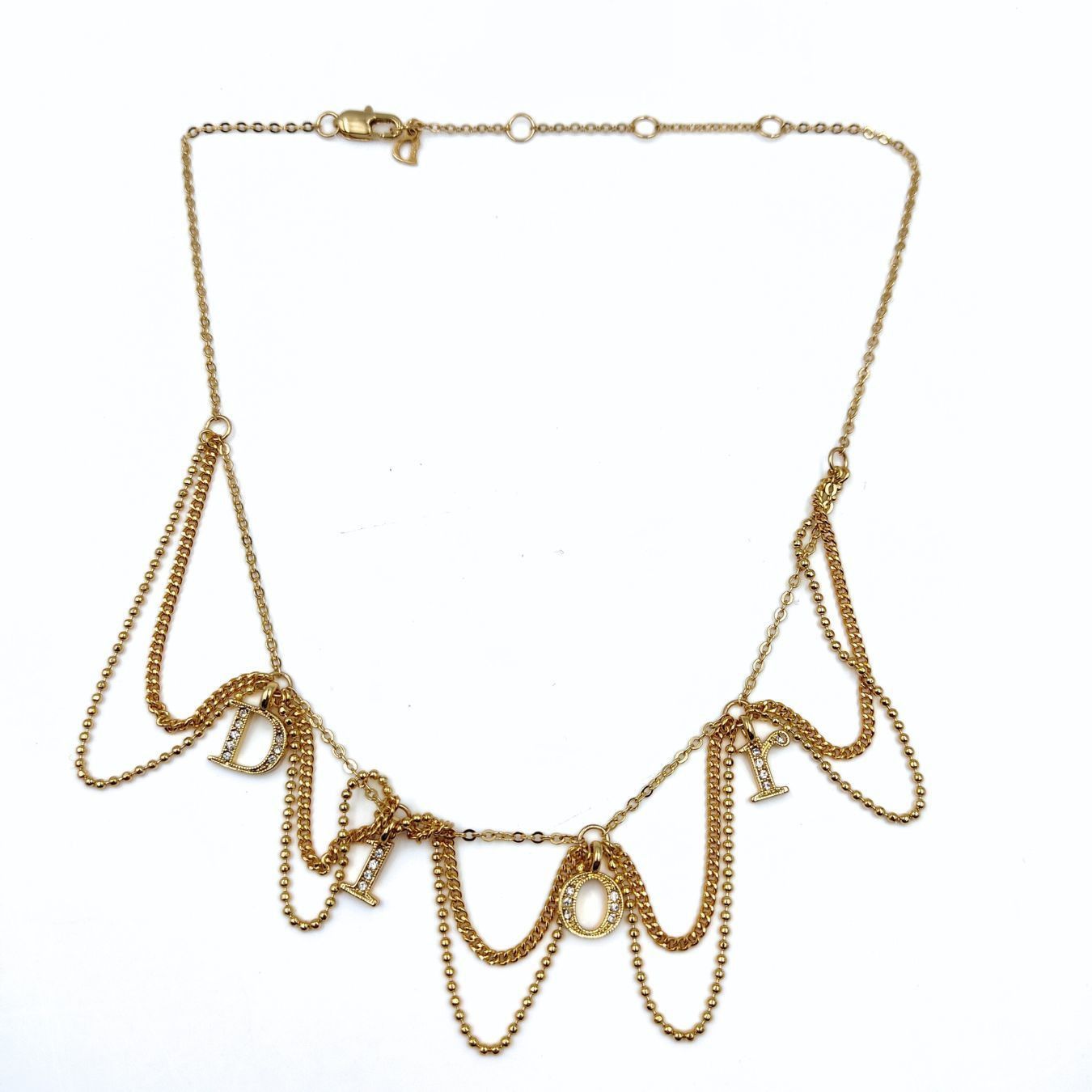 image of Dior Women's Necklace In Golden Metal And Rhinestones