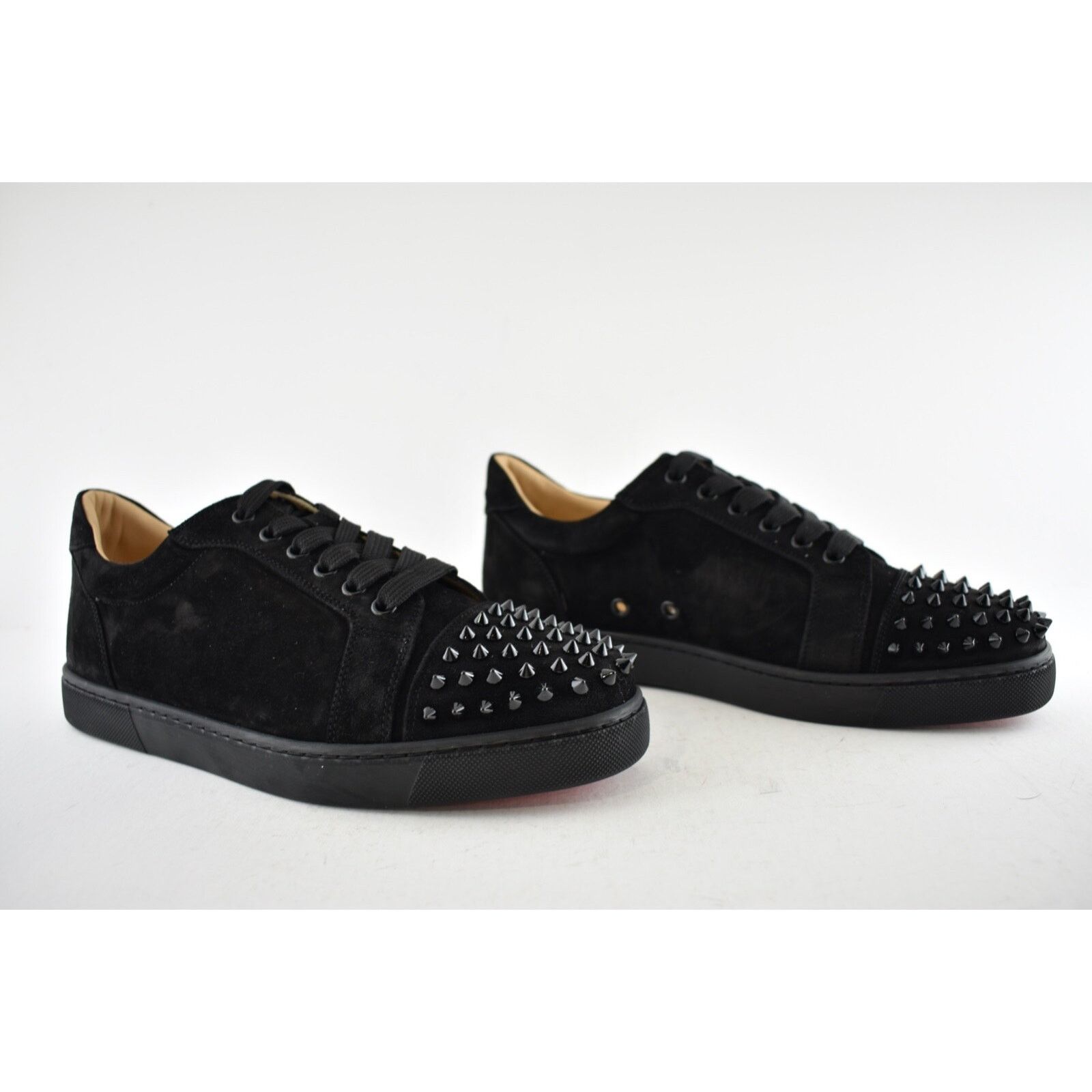 Christian Louboutin Vieira Spikes Flat Black Suede Lace Up Low Top Sneaker 40.5 Size US 10.5 / IT 40.5 - 4 Thumbnail