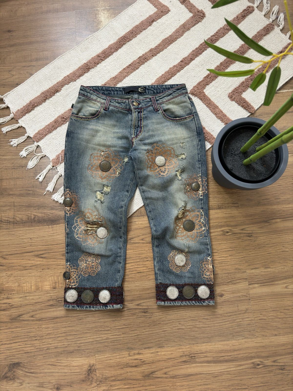 Roberto Cavalli 🪙 VINTAGE ROBERTO CAVALLI 2000s COIN BRIDGES SHORTS Size 24" / US 00 / IT 34 - 1 Thumbnail
