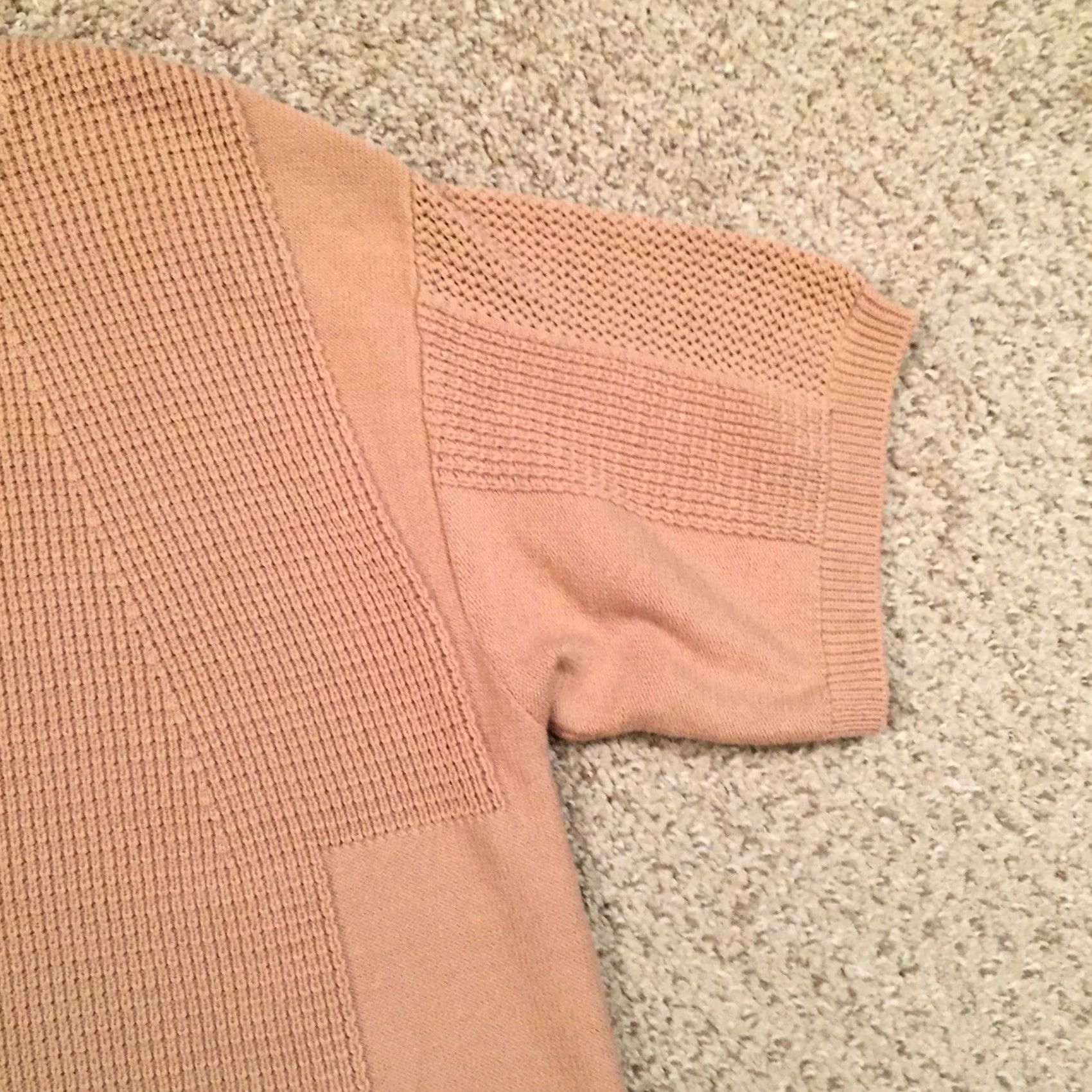 Vintage Laurie Felt Sweater Womens XL Beige Short Sleeve Knit Cotton Blend Size XL / US 12-14 / IT 48-50 - 4 Thumbnail