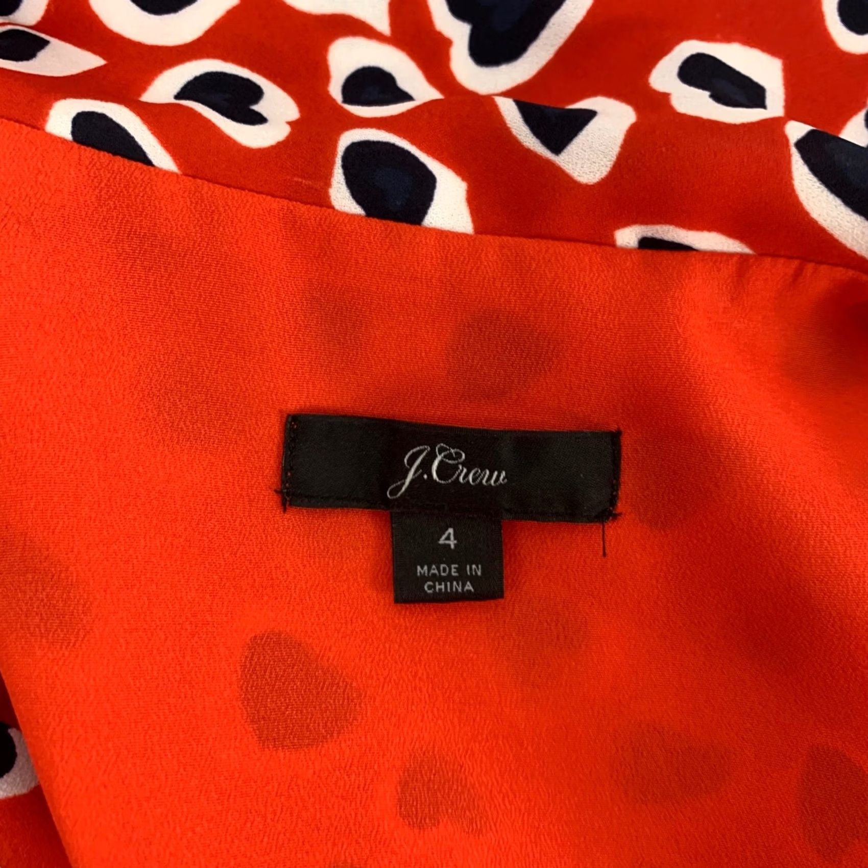 J.Crew J. CREW Heart Dress Red Midi Short Sleeve Collared Fit & Flare Shirt Dress Womens Size 4 Size 27" / US 4 / IT 40 - 3 Thumbnail