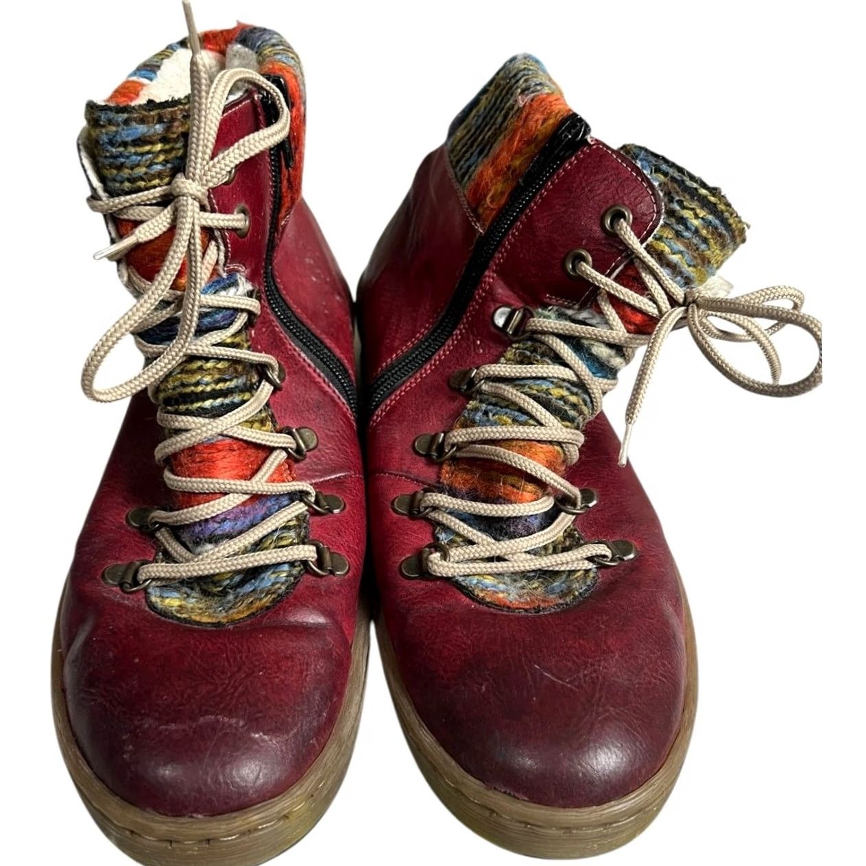 Rieker Rieker Felicitas Ankle Boots Red Sherpa Lined Side Zip Lace Up Womens 42 Boots Size US 11 / IT 41 - 2 Thumbnail