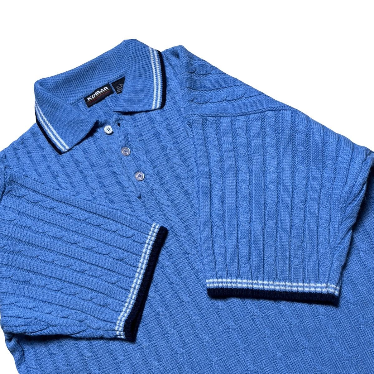 Other Vintage Y2K Koman Cable Knit Polo Shirt Short Sleeve XL Size US XL / EU 56 / 4 - 6 Thumbnail