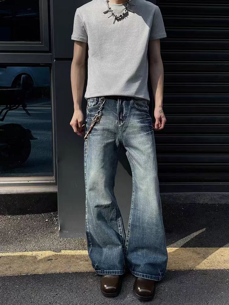 Jean Blue baggy wide-leg slightly flared jeans Size US 30 / EU 46 - 1 Thumbnail