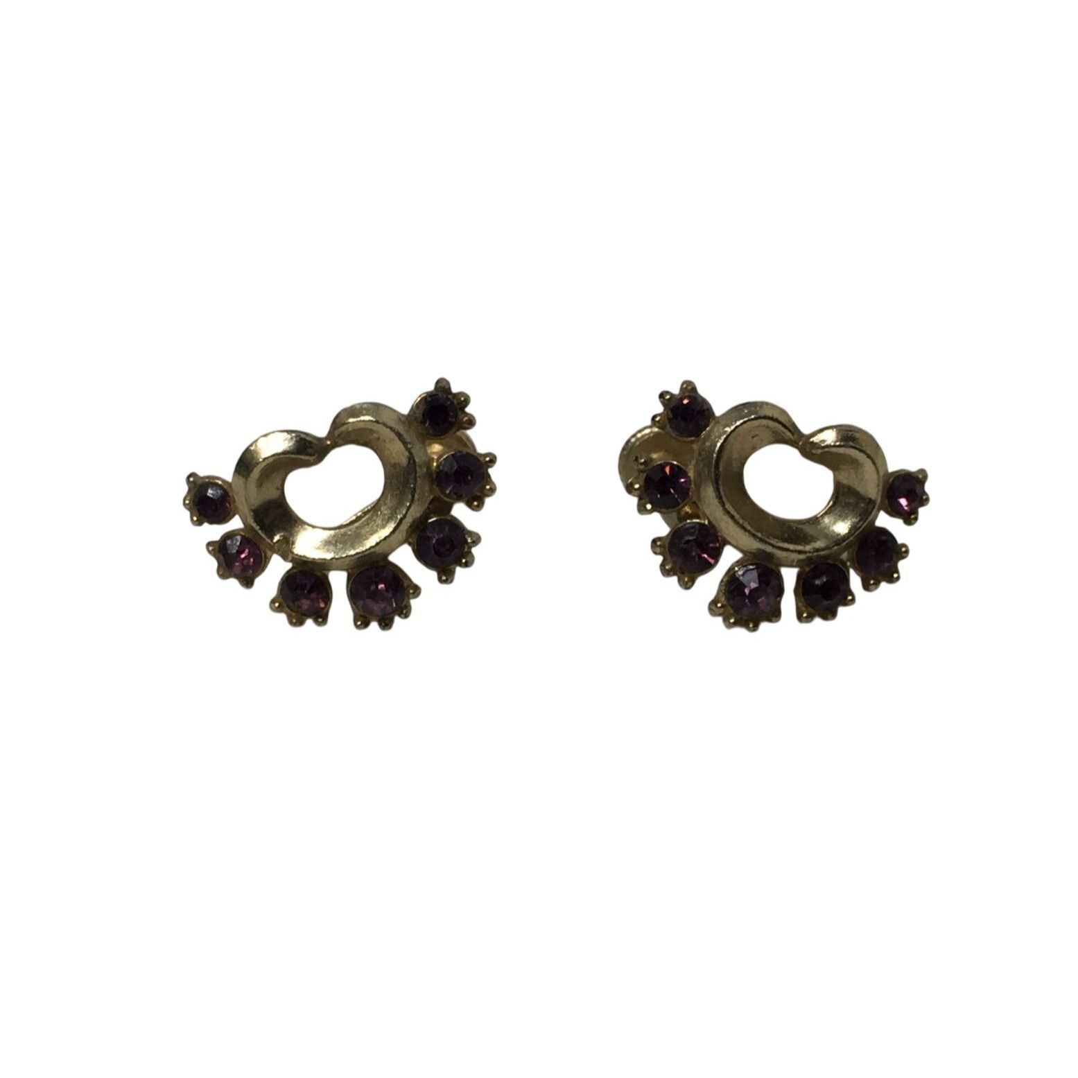Other Women's Gold Tone Screw Back Earrings With Pink Purple Rhine Size ONE SIZE - 1 Thumbnail