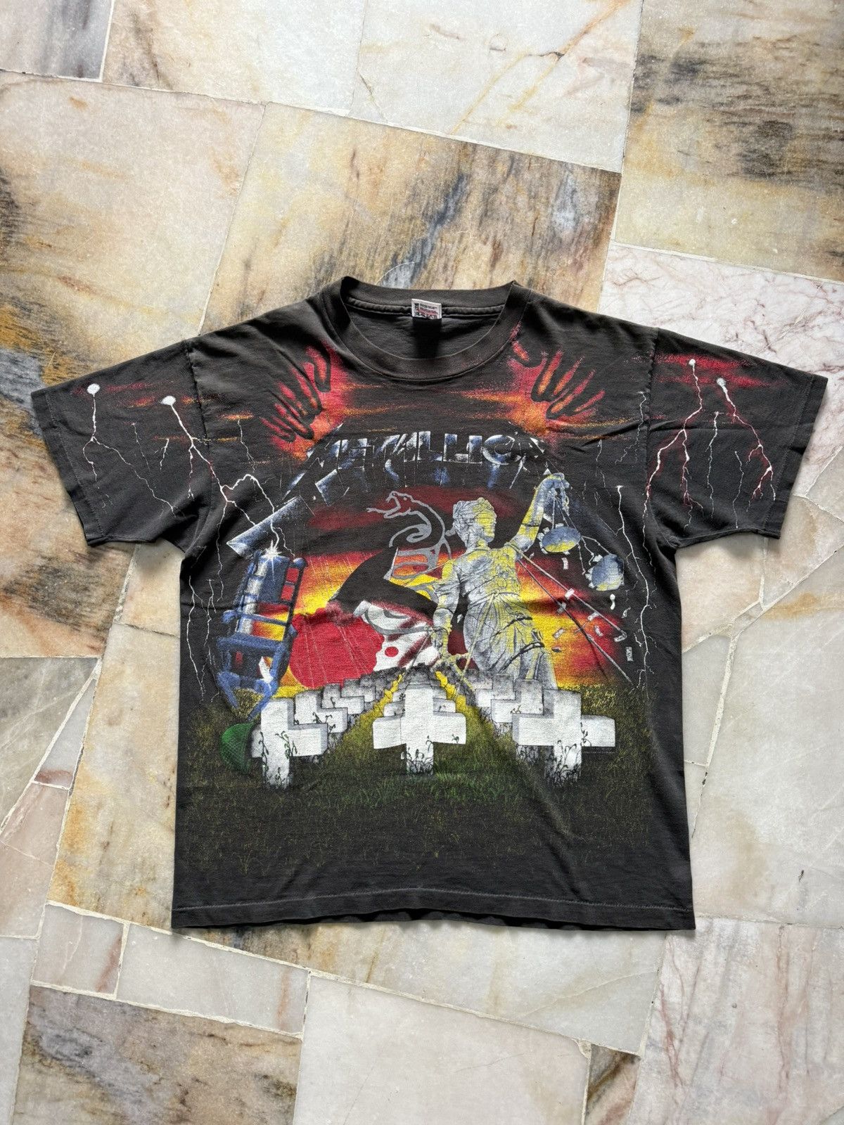 Band Tees × Metallica × Vintage Vintage 1991 Metalicca Size US XL / EU 56 / 4 - 1 Thumbnail