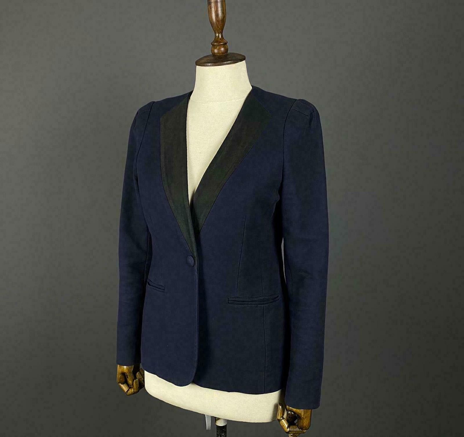 Designer Ladies Claudie Pierlot Navy Snap Blazer Jacket Size 38 Size M / US 6-8 / IT 42-44 - 1 Thumbnail