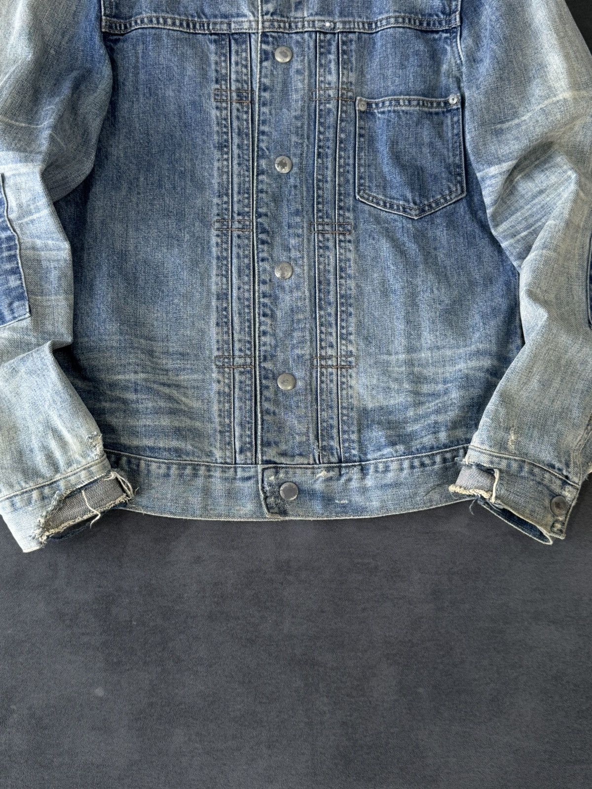 Allsaints Allsaints Patchwork Factory Distressed Y2K Denim Jacket Size M / US 6-8 / IT 42-44 - 3 Thumbnail