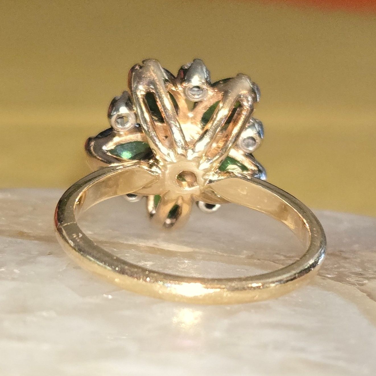 Hysteric Glamour 14K Yellow Gold Green Tourmaline & Diamond Daisy Cluster Size ONE SIZE - 6 Thumbnail