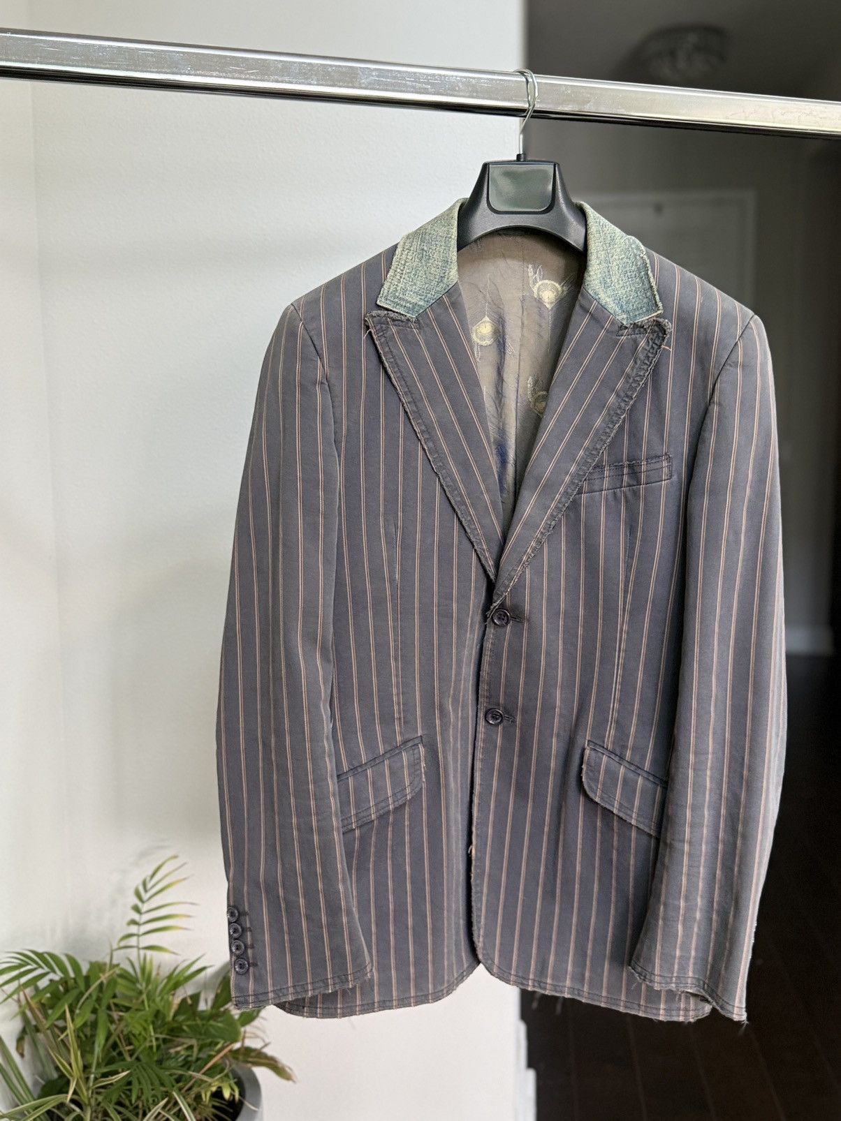 Dolce & Gabbana D&G Dolce Gabbana Pinstripe Deconstructed Blazer Y2K Archive Size 42R - 5 Thumbnail