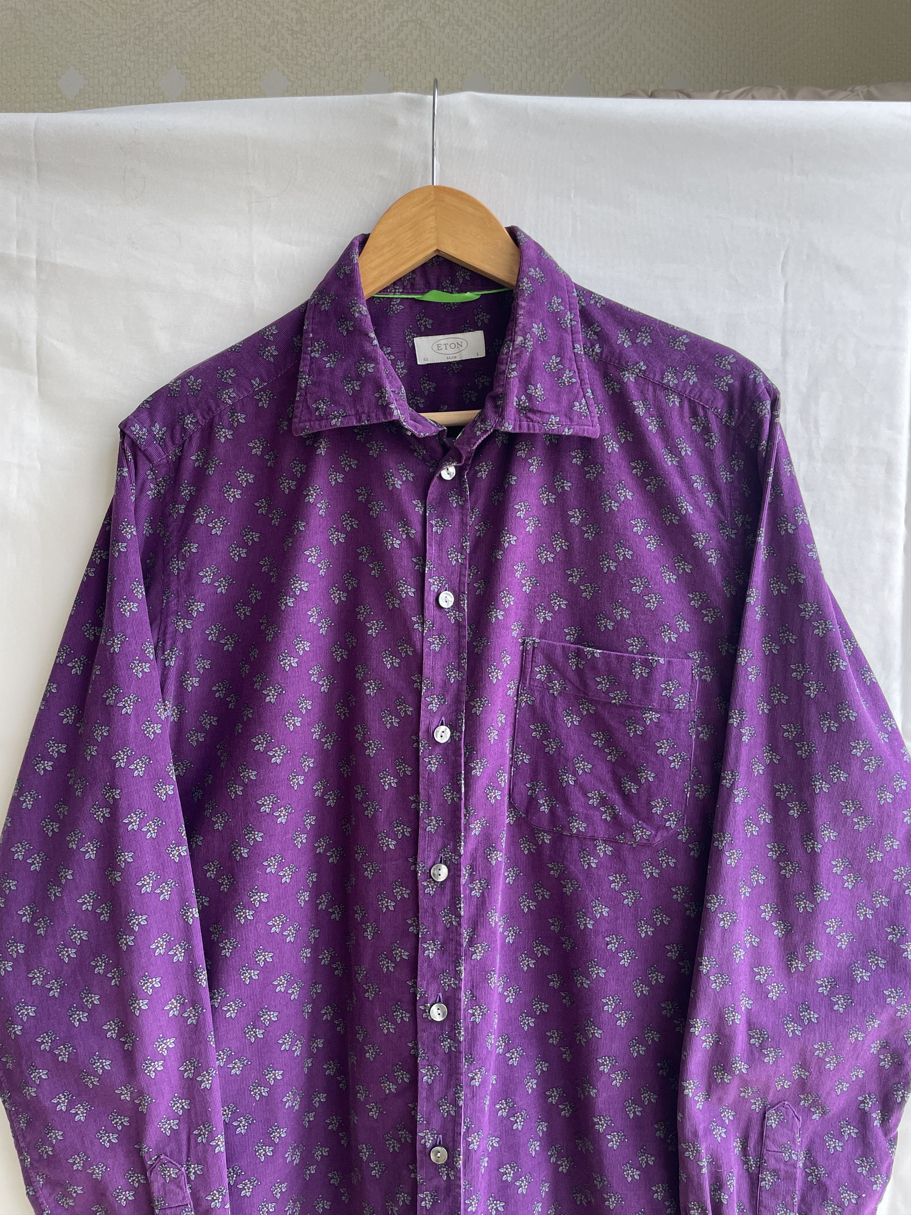 Eton Eton Slim Fit Corduroy Floral Shirt Size L Size US L / EU 52-54 / 3 - 3 Thumbnail