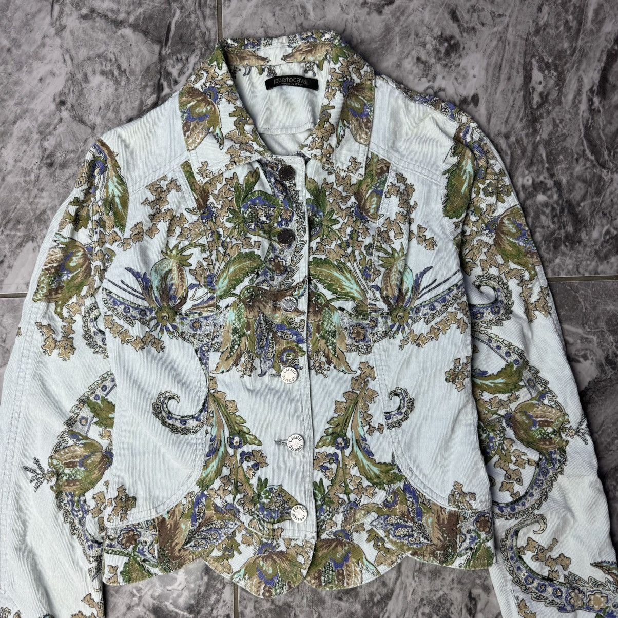 Roberto Cavalli × Velvet × Vintage Roberto Cavalli Printed Velvet Blazer Jacket Size XS / US 0-2 / IT 36-38 - 3 Thumbnail