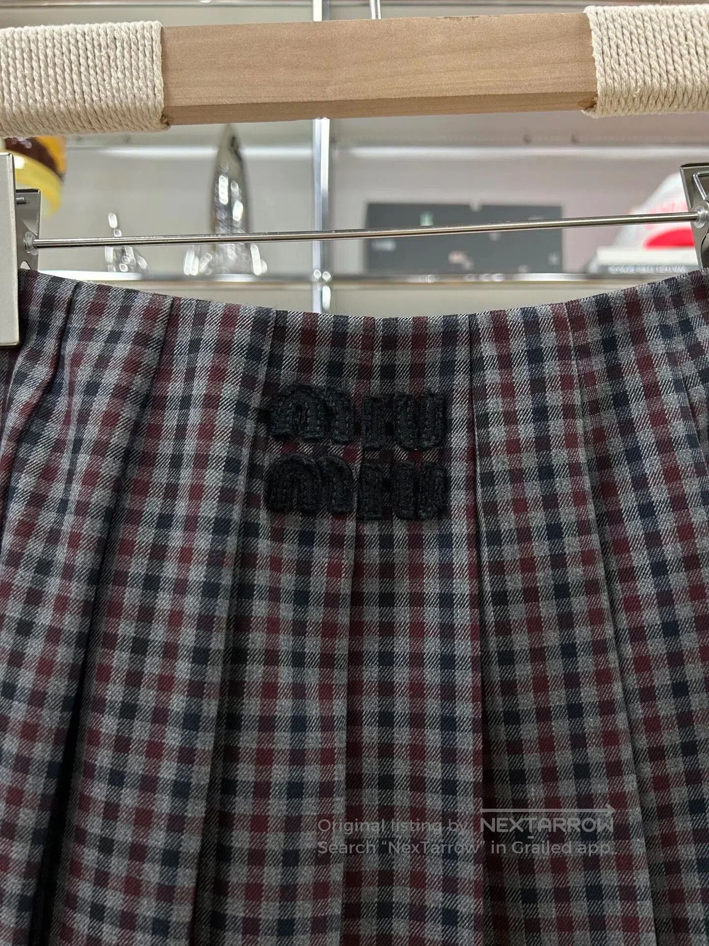 Miu Miu Miu Miu Plaid Letter Belt Skirt. Size 35" - 4 Thumbnail