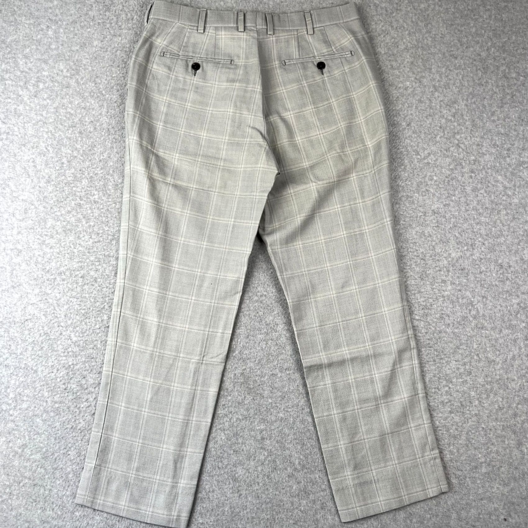 Vintage Spier & Mackay Grey Plaid Wool Flat Front Pants Mens 34x26 Size US 34 / EU 50 - 2 Thumbnail