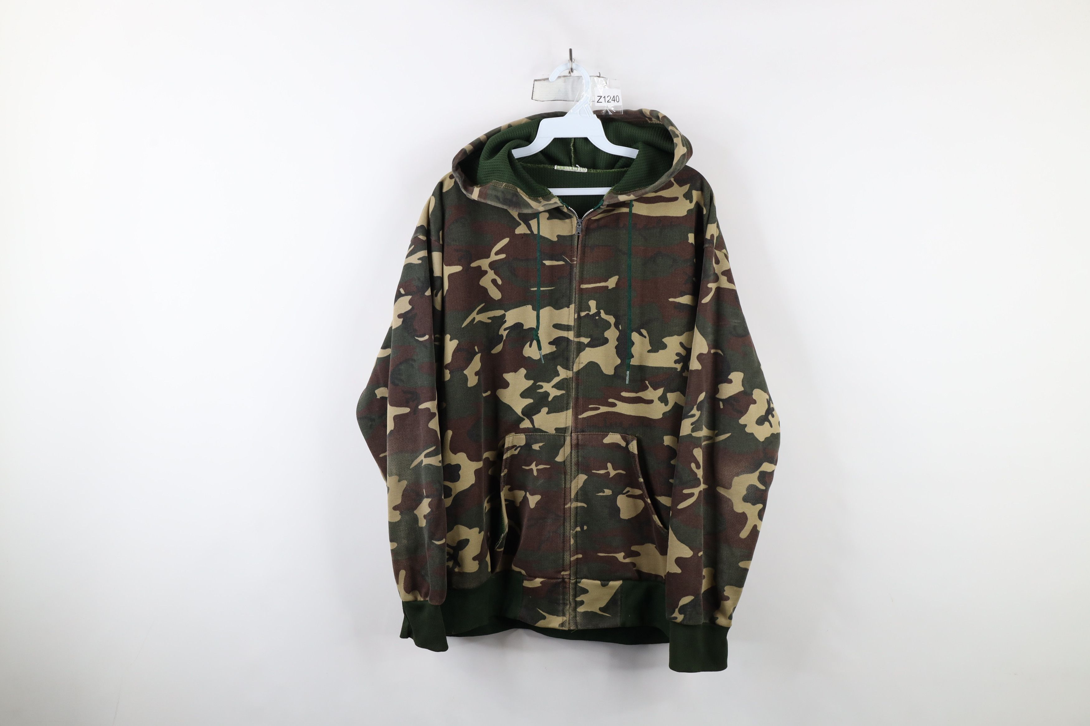 Vintage 70s Streetwear Camouflage Lined Zip Hoodie USA