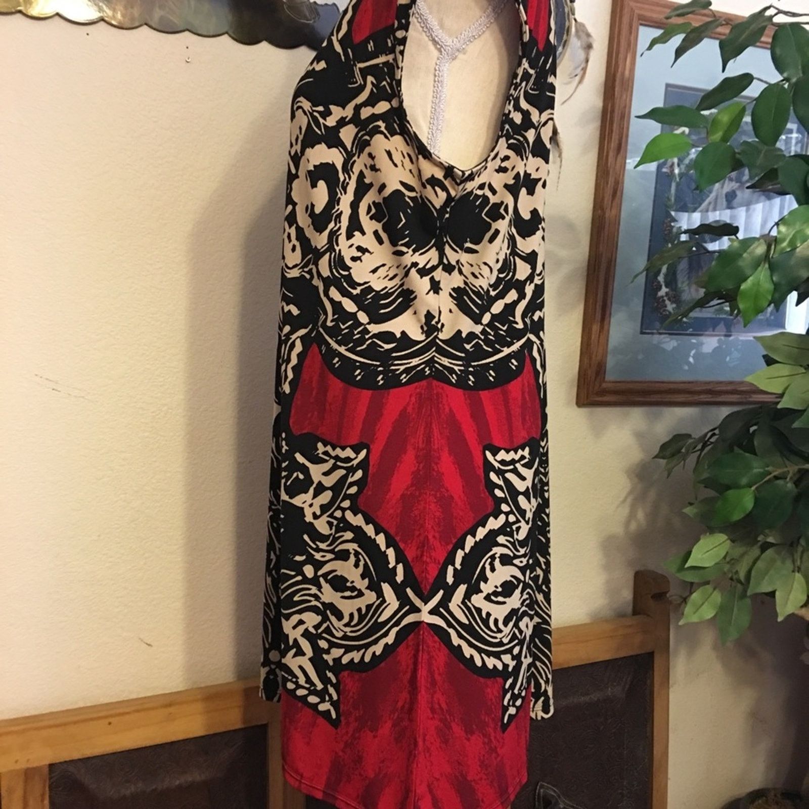 Alfani Alfani red black and white print tunic top P/L Size L / US 10 / IT 46 - 4 Thumbnail