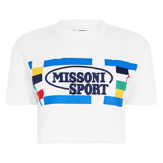 Missoni o1g2r1mq1124 Sport Legacy Logo Crop Top in White Size L / US 10 / IT 46 - 1 Thumbnail