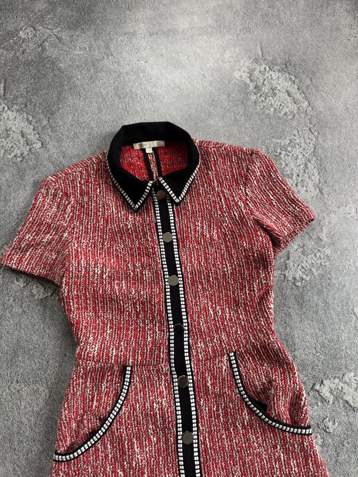 Maje Maje 34size red button up Renati Tweed Bucle mini dress 👗 Size XXS / US 00 / IT 34 - 8 Thumbnail