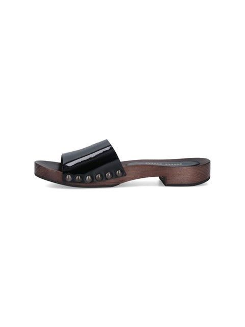 Miu Miu o1B3y1r0526 Leather Slides in Black Size US 11 / IT 41 - 2 Thumbnail