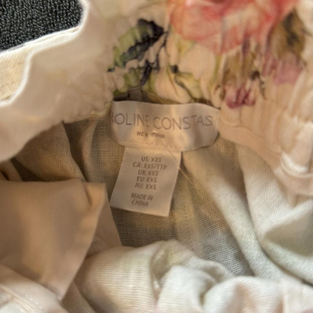 Designer Caroline Constas Floral Linen Crochet Belted Summer Shorts Size 25" / US 0 / IT 36 - 7 Thumbnail