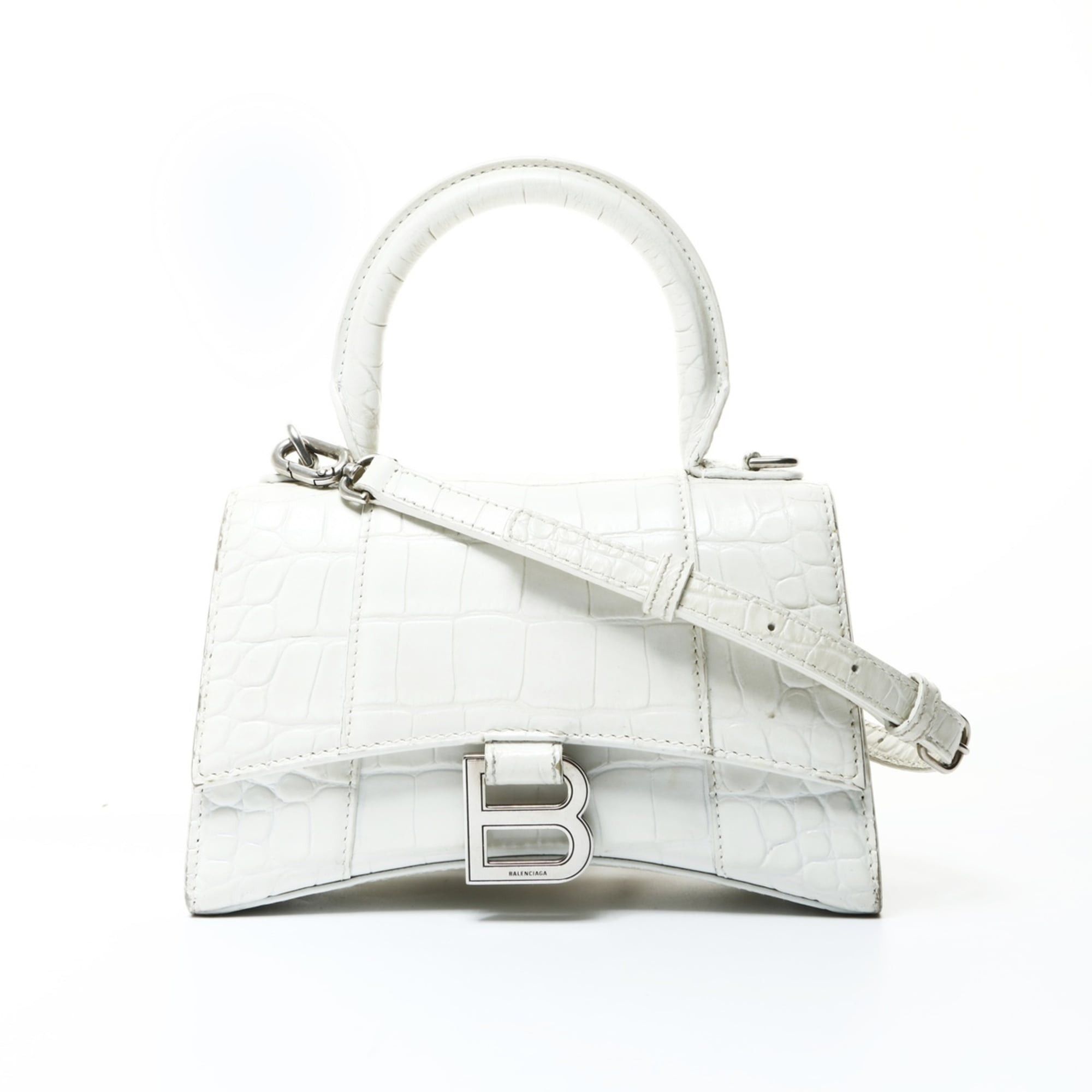 Balenciaga Balenciaga Hourglass XS 592833 2-way Embossed Leather Shoulder Bag White WS26016 Size ONE SIZE - 1 Thumbnail