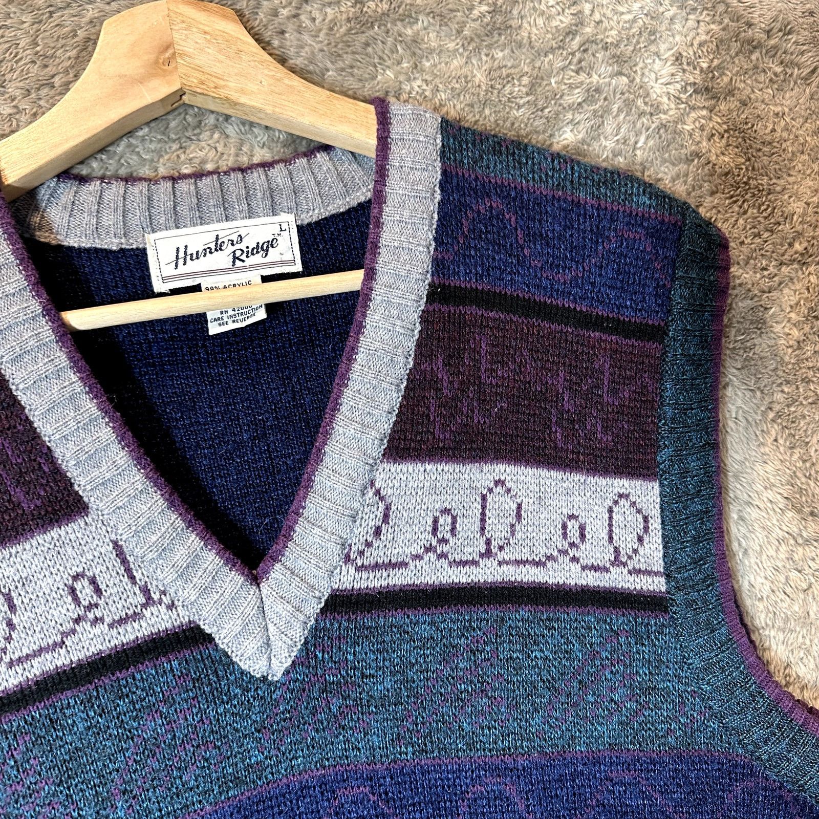 Other Vintage 80s Hunters Ridge Sweater Vest L Large Men's Stripe Size US L / EU 52-54 / 3 - 3 Thumbnail