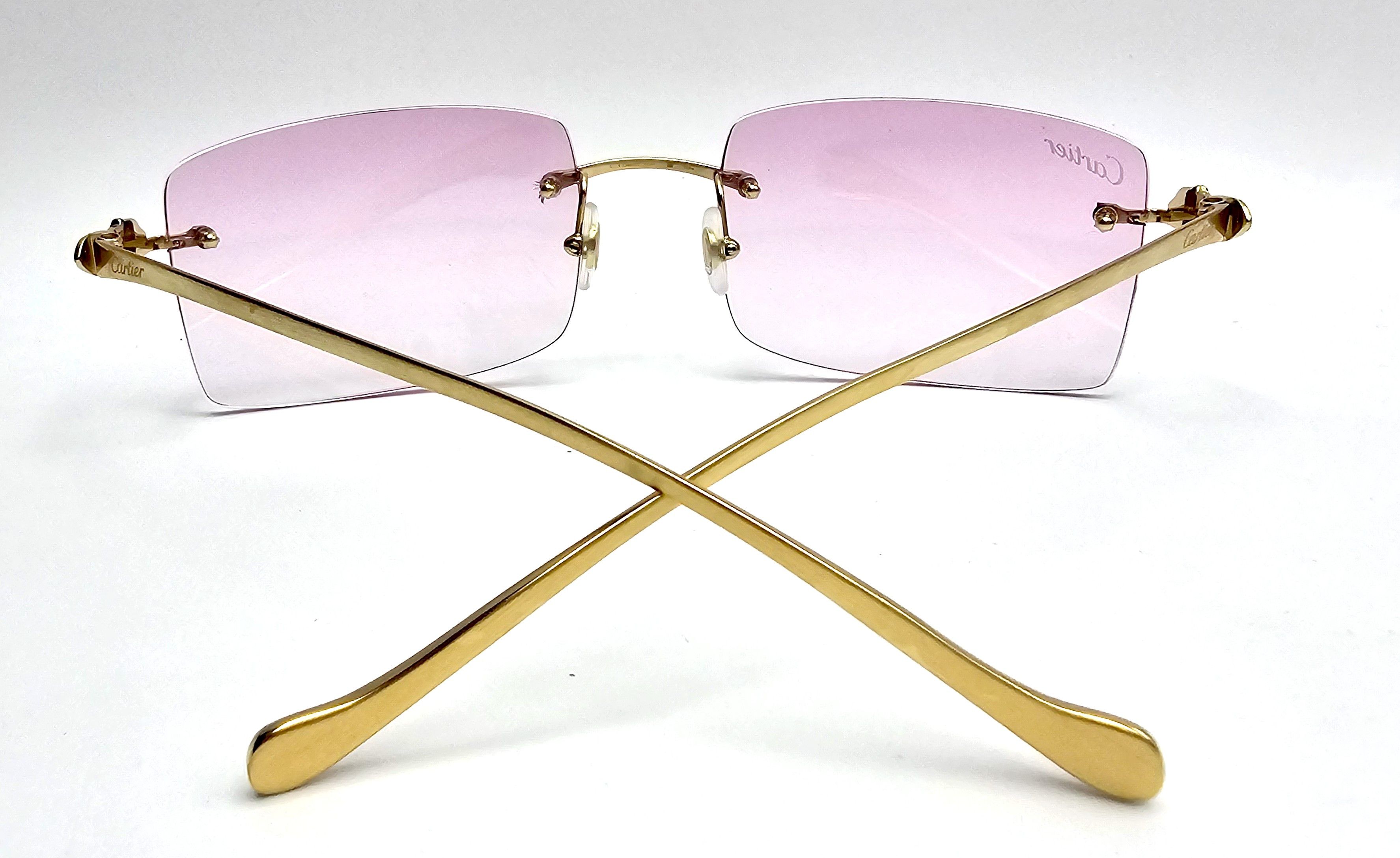 Cartier Cartier Rimless Custom Diamond Gold Sunglasses Size ONE SIZE - 12 Thumbnail