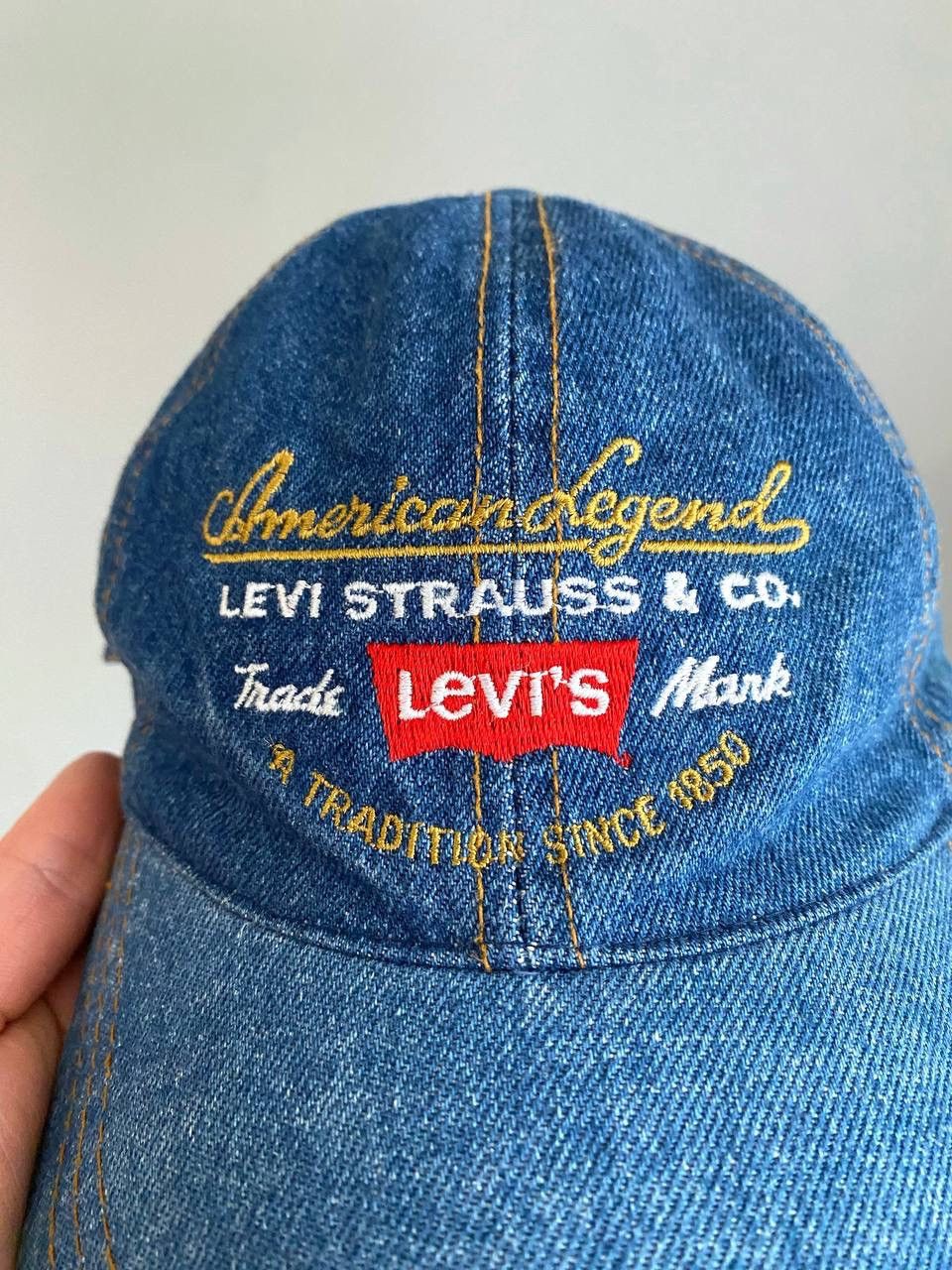 Levi's Vintage Clothing × Vintage Levi's 90s Vintage Denim Blue Cap "American Legend" Size ONE SIZE - 3 Thumbnail