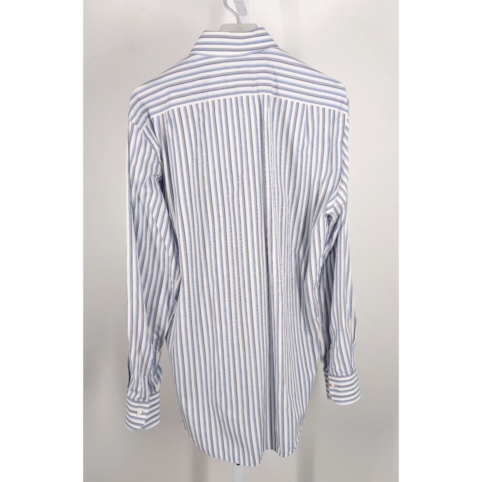 Ermenegildo Zegna Ermenegildo Zegna Dress Shirt Striped Blue White 100% Cotton Italy Made 16 41 Mens Formal Button Down Collar Tailored Fit Vintage Archival Luxury Size 42R - 3 Thumbnail