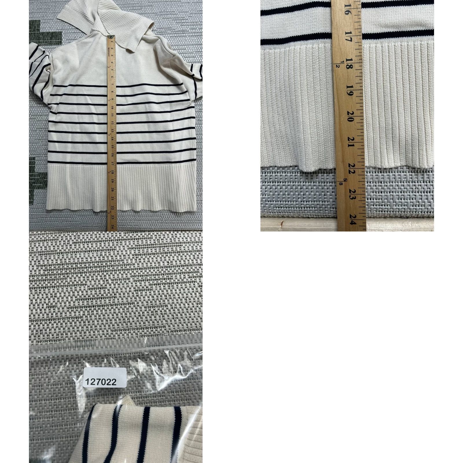 Zara Zara Polo Sweater Womens Small Beige Oversized Striped Knit Warm Cozy Pullover Shirt Knit Casual Women's Fashion, City, Preppy, Modern Size S / US 4 / IT 40 - 8 Thumbnail