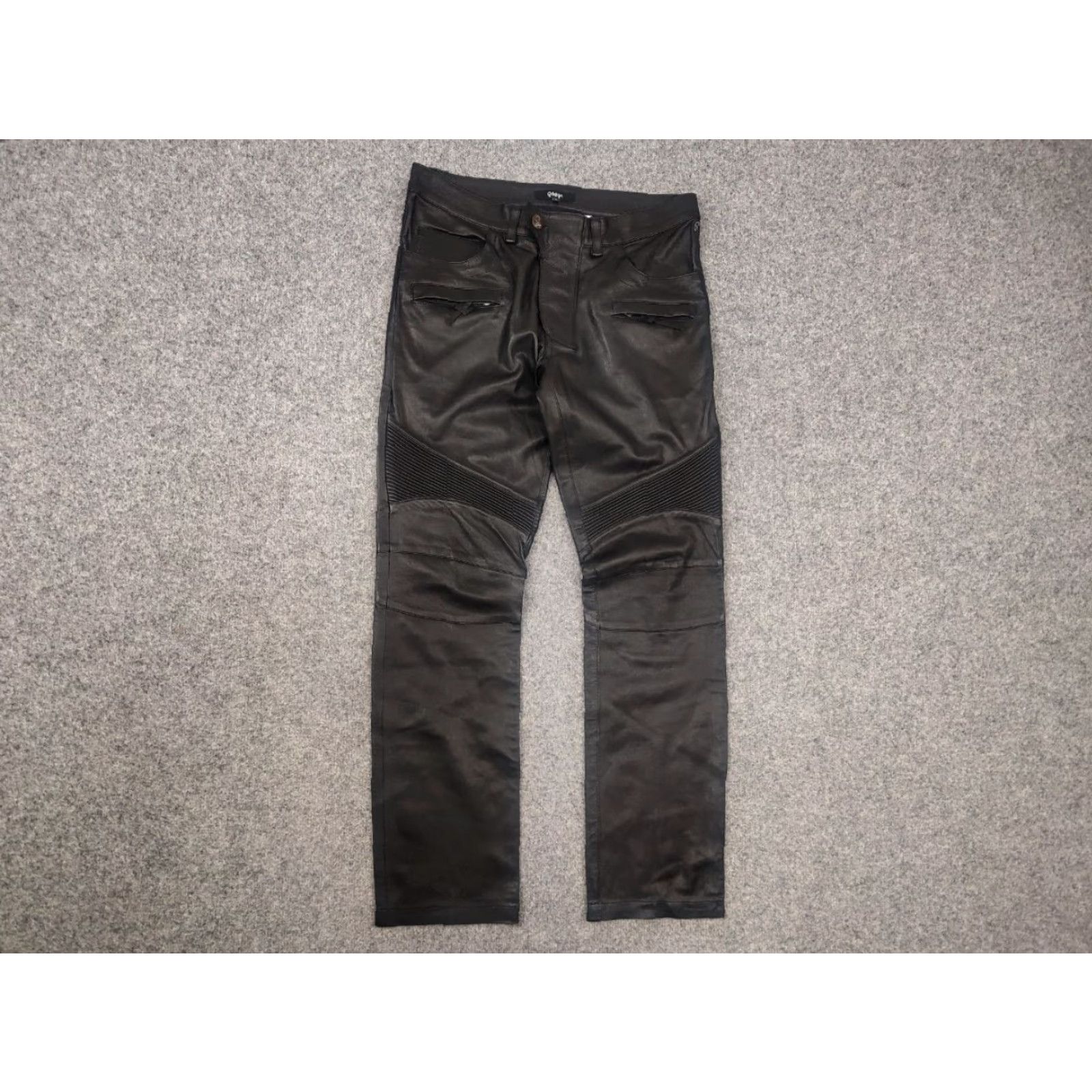 Balmain Gardeur Design Perfect men's Leather Pants Balmain Biker Style Straight Pants 32 Black Leather Size US 32 / EU 48 - 7 Thumbnail