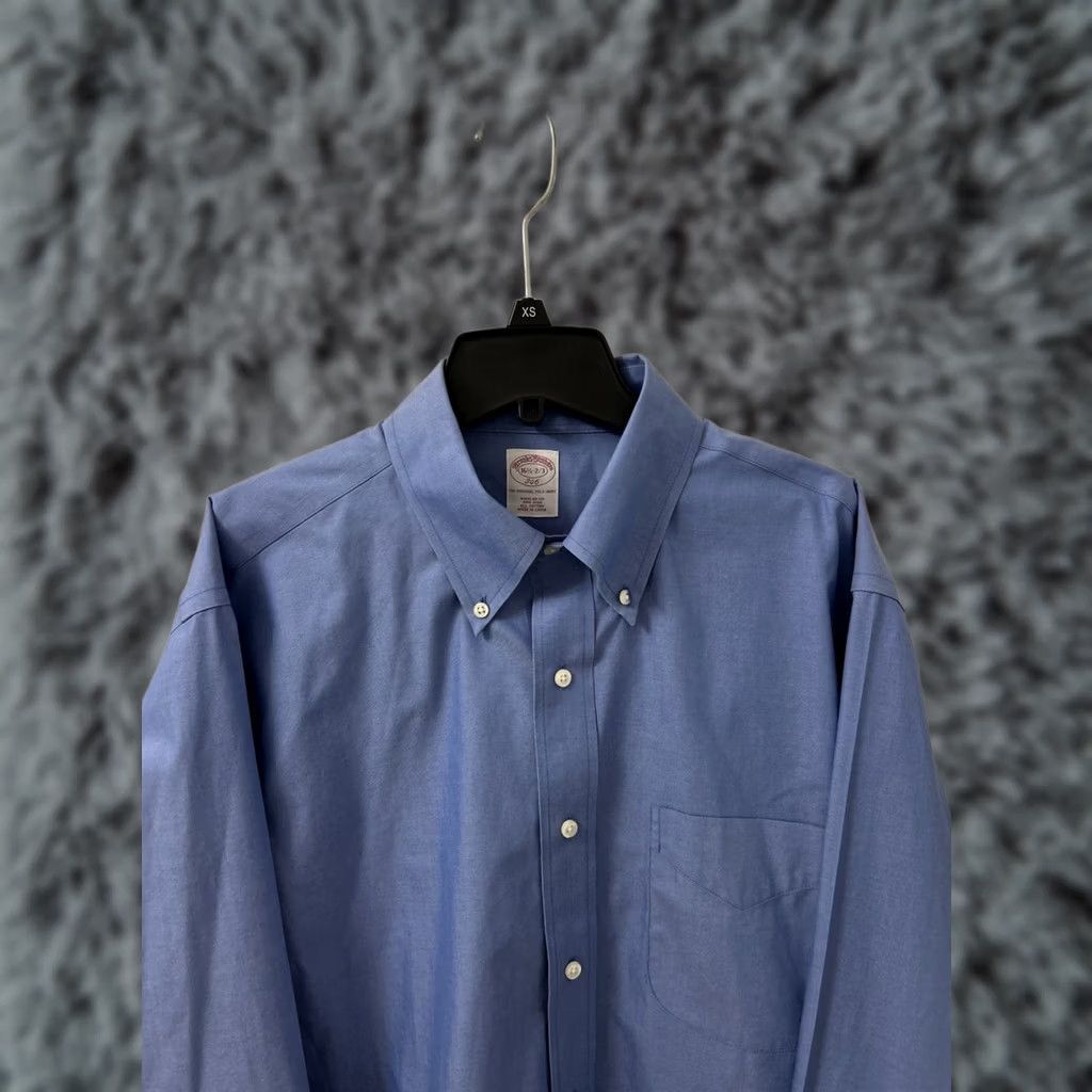 Brooks Brothers VINTAGE Brooks Brothers Original Polo Shirt Mens 16.5 Blue Non Iron Button Up L/S Shirt Size US XL / EU 56 / 4 - 1 Thumbnail