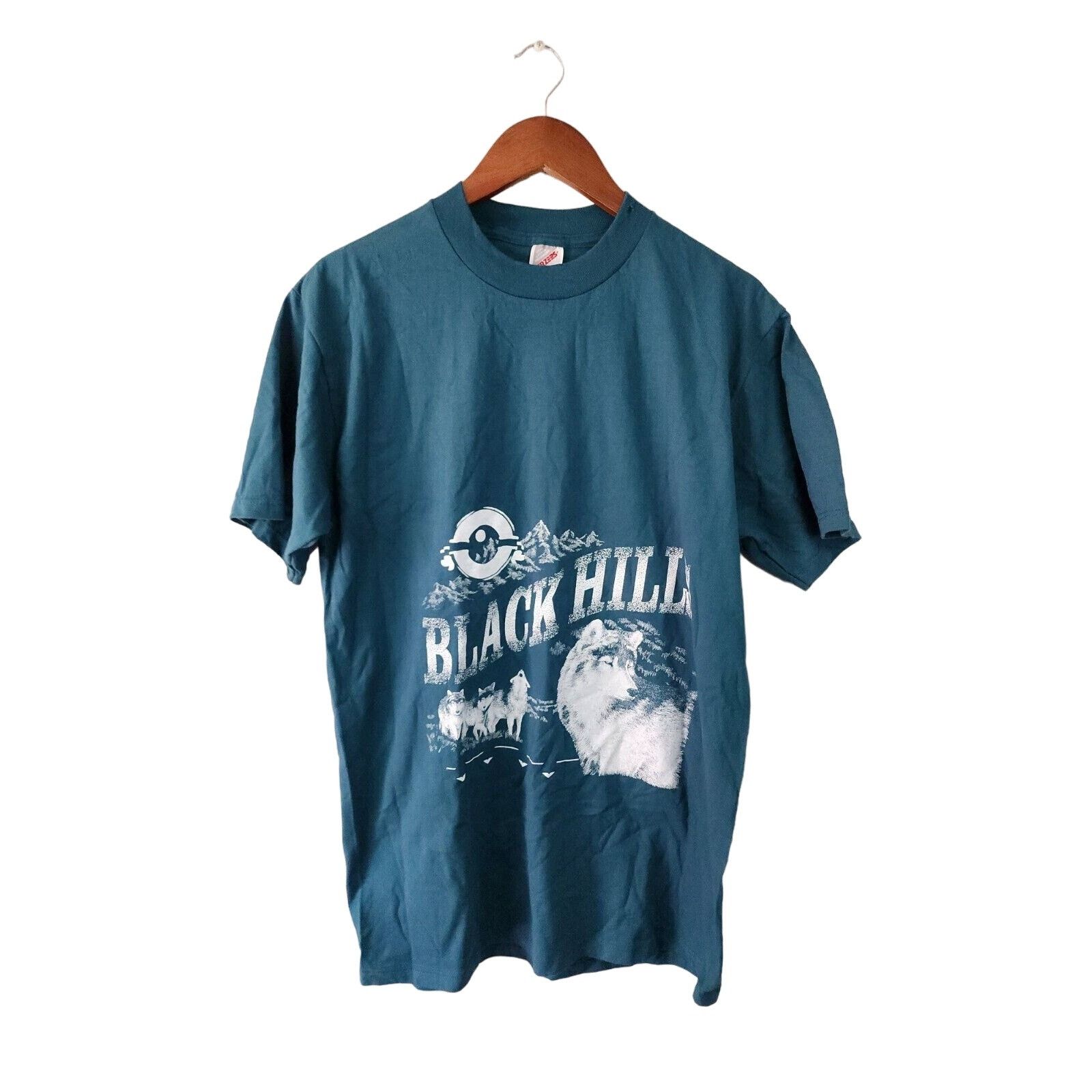 Jerzees Vintage Wolf Shirt Green Jerzees Black Hills T-Shirt Tee 90s Size US L / EU 52-54 / 3 - 1 Thumbnail