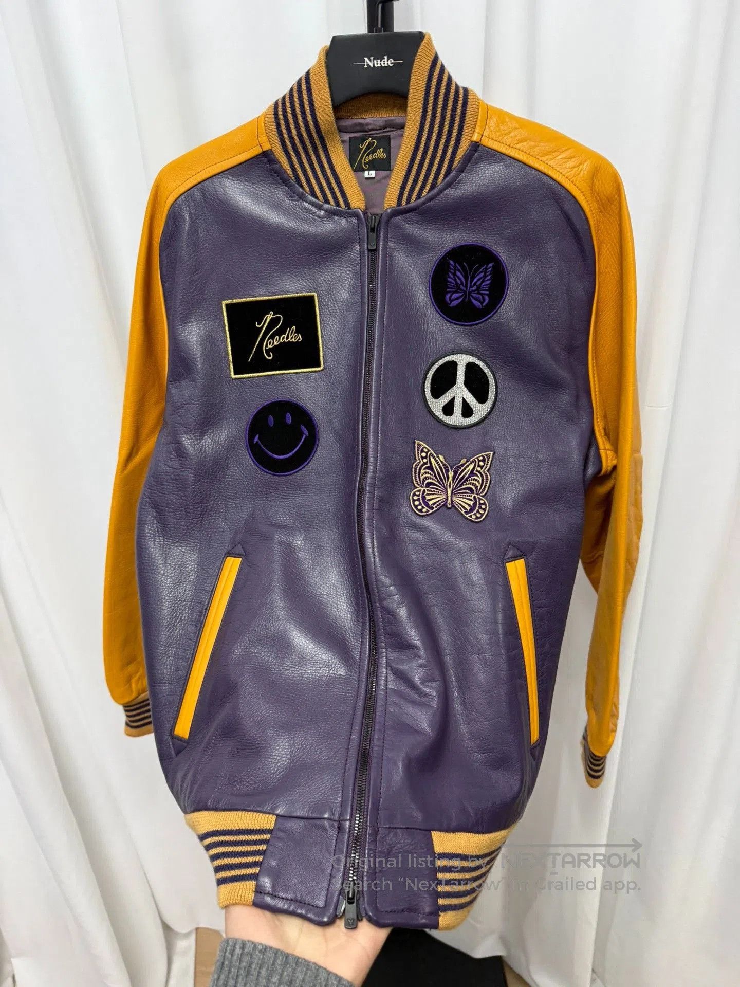 Needles Needles Butterfly Embroidery Leather Jacket. Size US L / EU 52-54 / 3 - 6 Thumbnail