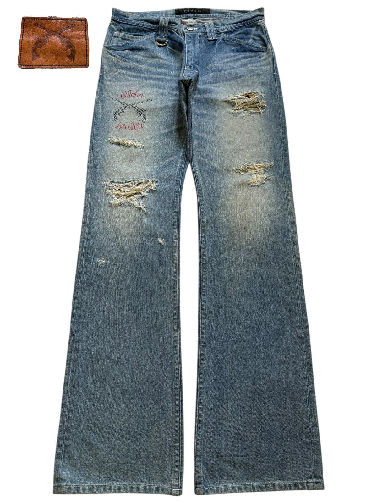 Roar Vintage Japanese Roar Embroidered Distress Flare Jeans Size 32" / US 10 / IT 46 - 1 Thumbnail