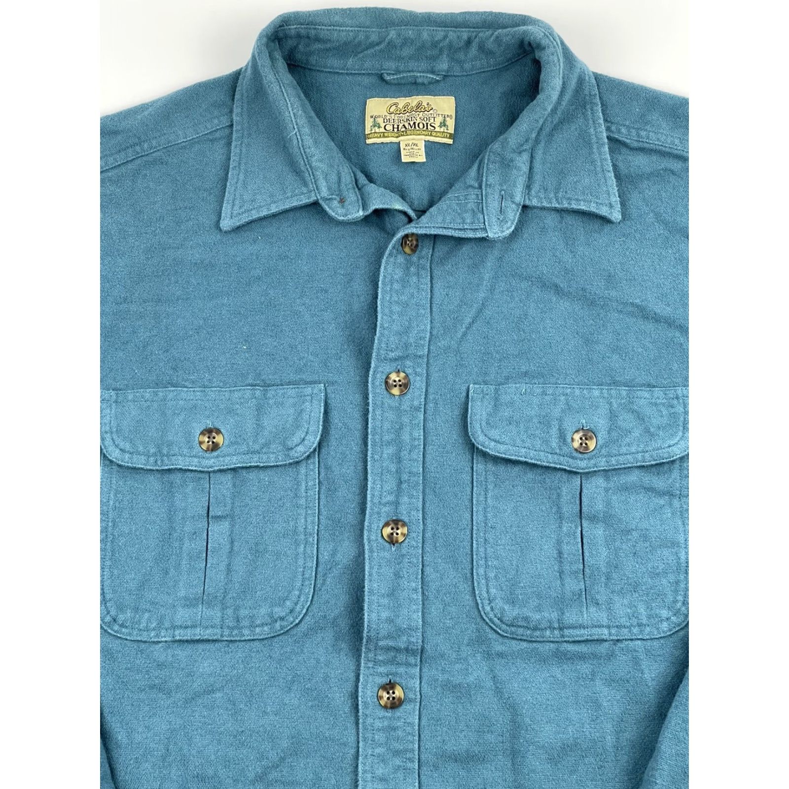 Vintage VINTAGE Cabelas Outdoor Chamois Button-Up Shirt Blue XL Mens Size US XL / EU 56 / 4 - 2 Thumbnail