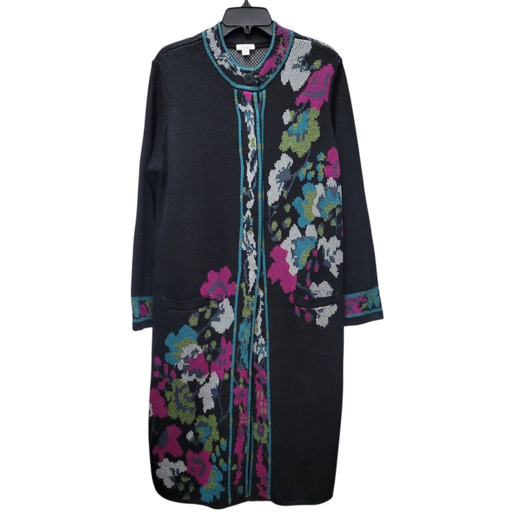 J. Jill J.JILL Women's Black Floral Boho Cardigan Jacket Medium Size M / US 6-8 / IT 42-44 - 1 Thumbnail
