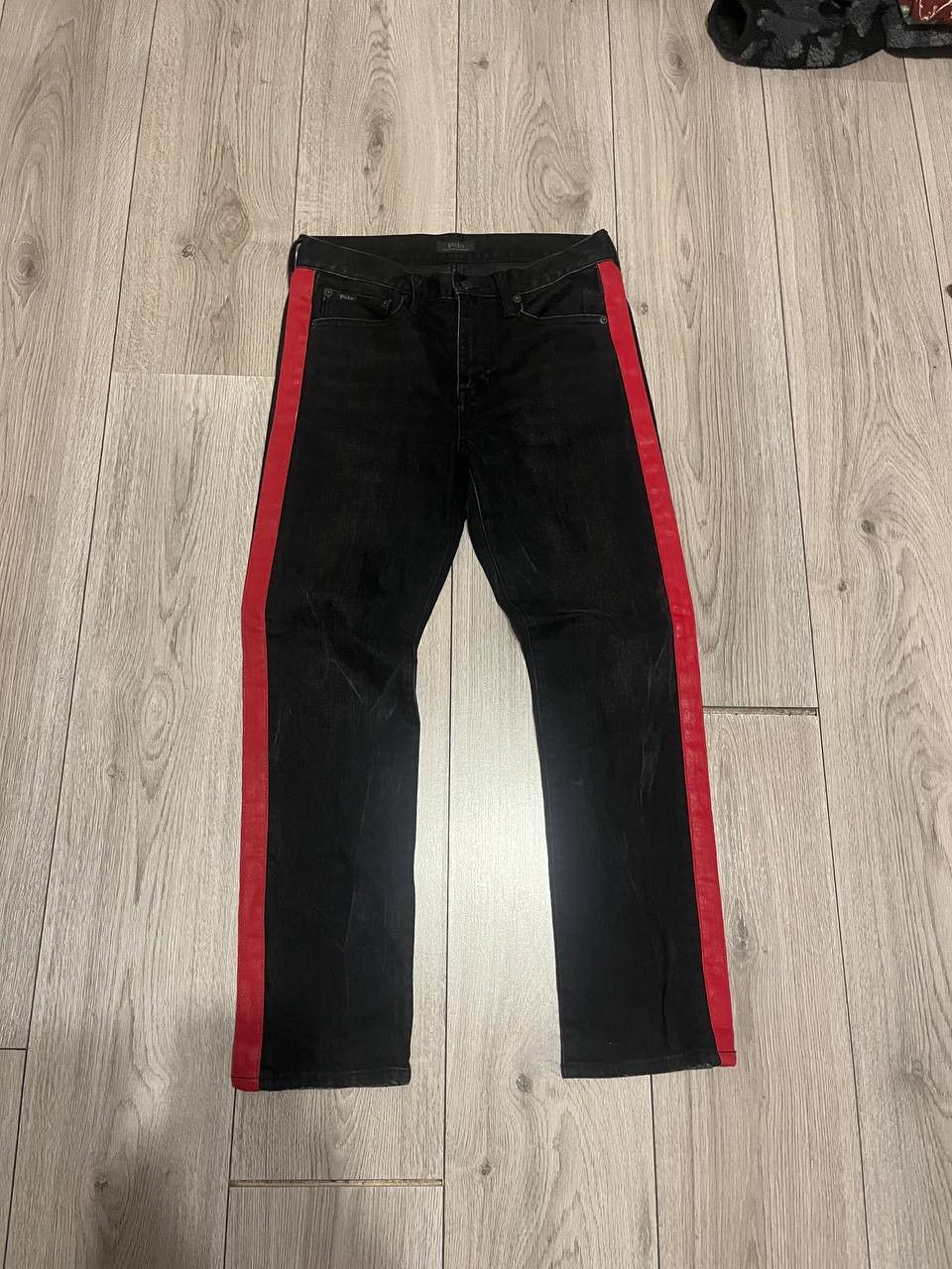 Polo Ralph Lauren Polo Ralph Lauren Black/Red Side Stripe Denim Jeans Men Sz27 Size US 27 - 1 Thumbnail