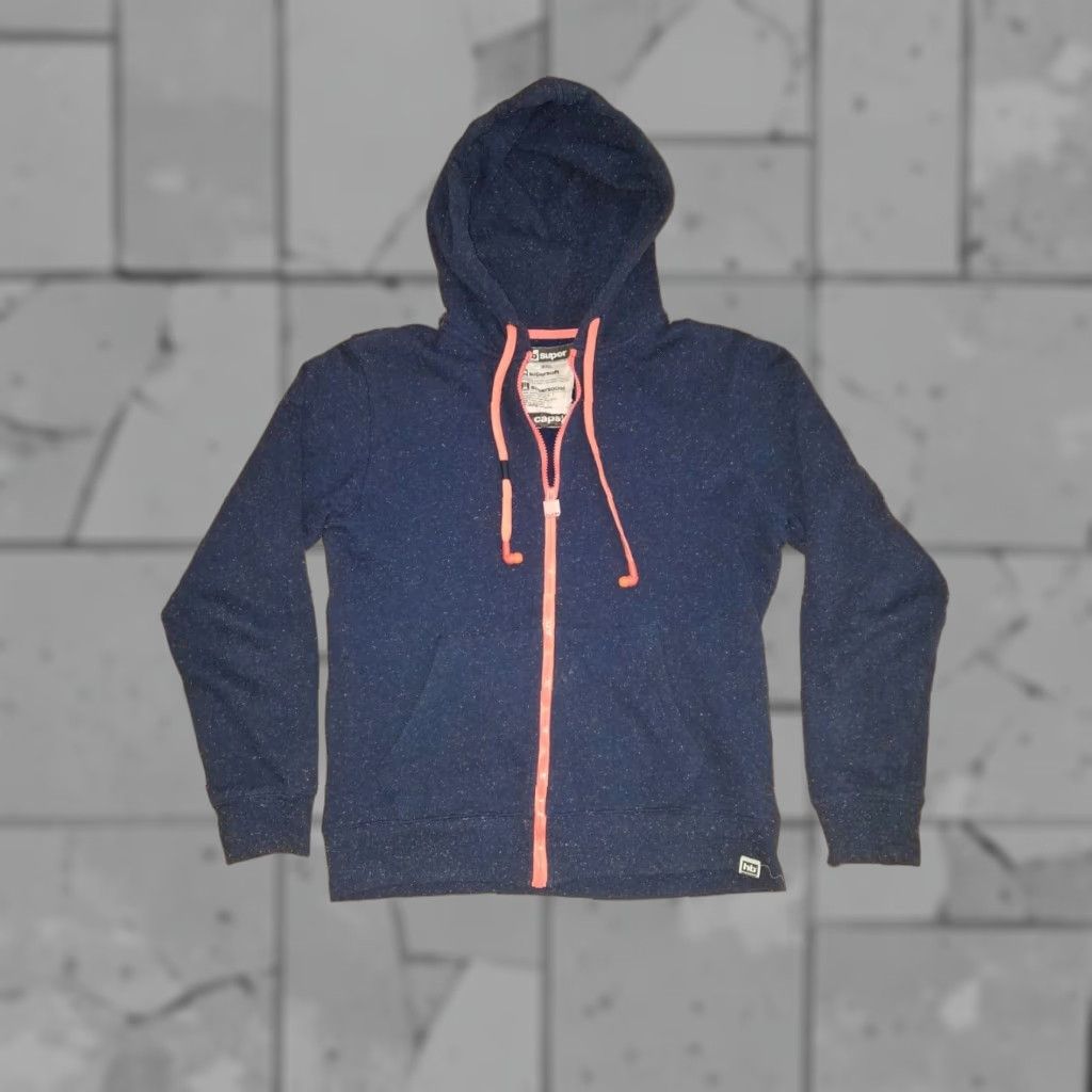 Vintage HB Super Caps Jaw String Headphones Full Zip Hoodie Men M Blue Regular Size Style Full Zip Size US M / EU 48-50 / 2 - 1 Thumbnail
