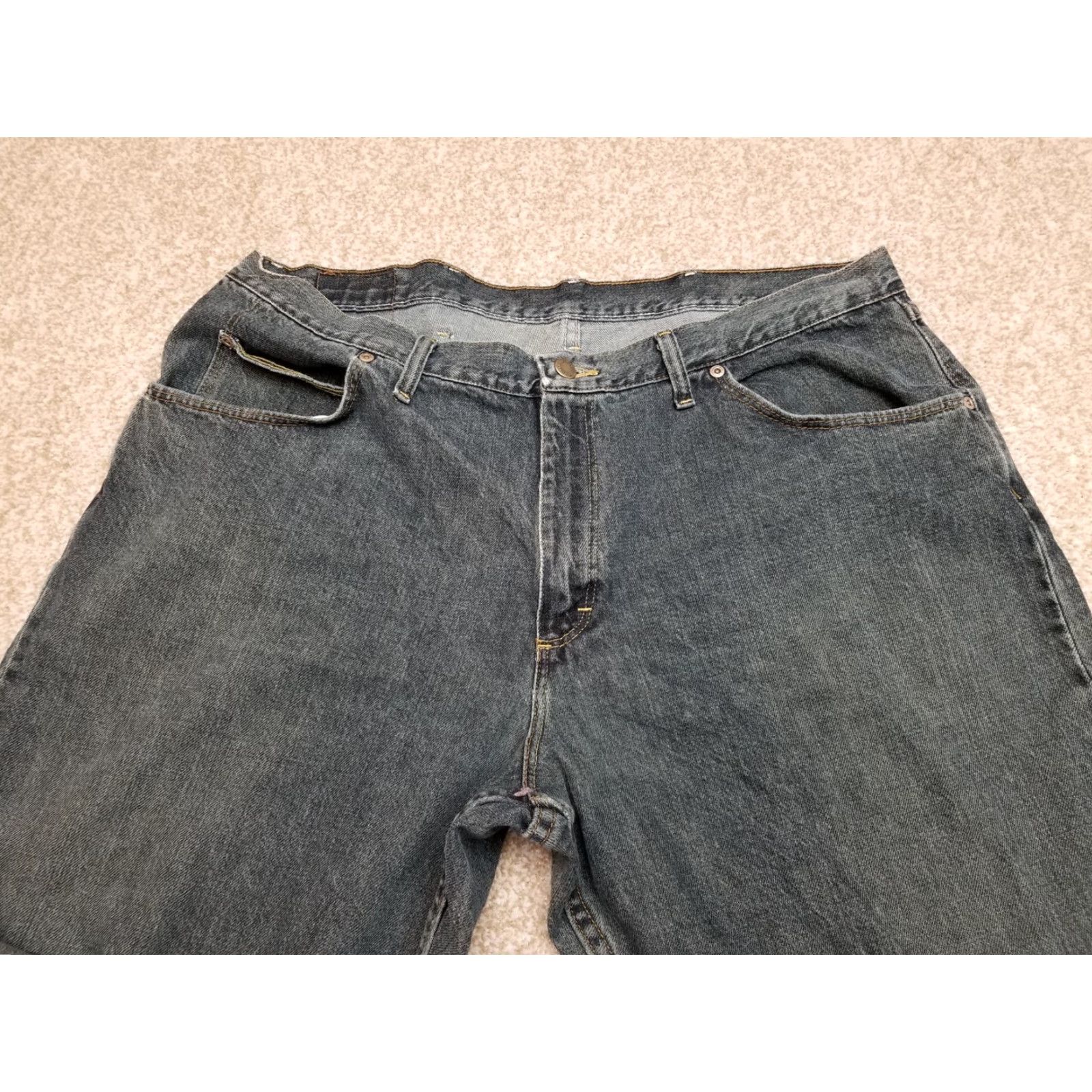 Wrangler Wrangler Jeans Mens 40x32 Blue Denim Premium Quality 100% Cotton Ranch Farm Work Jeans 40 Regular Blue 90s American USA Mens Size US 40 / EU 56 - 3 Thumbnail
