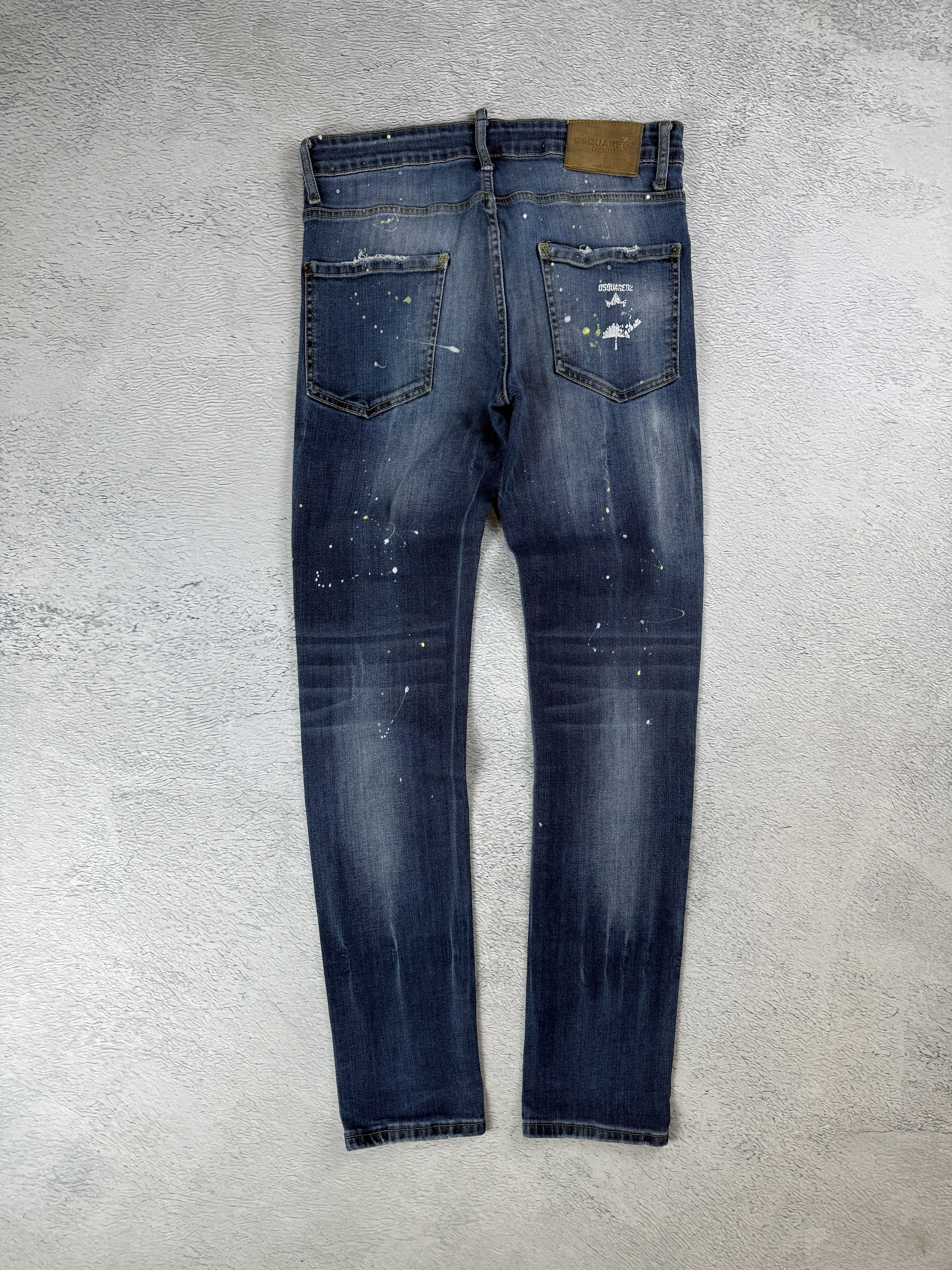 Dsquared2 Dsquared2 Slim Jeans Men's Blue Ripped Distressed Painted Size US 28 / EU 44 - 2 Thumbnail