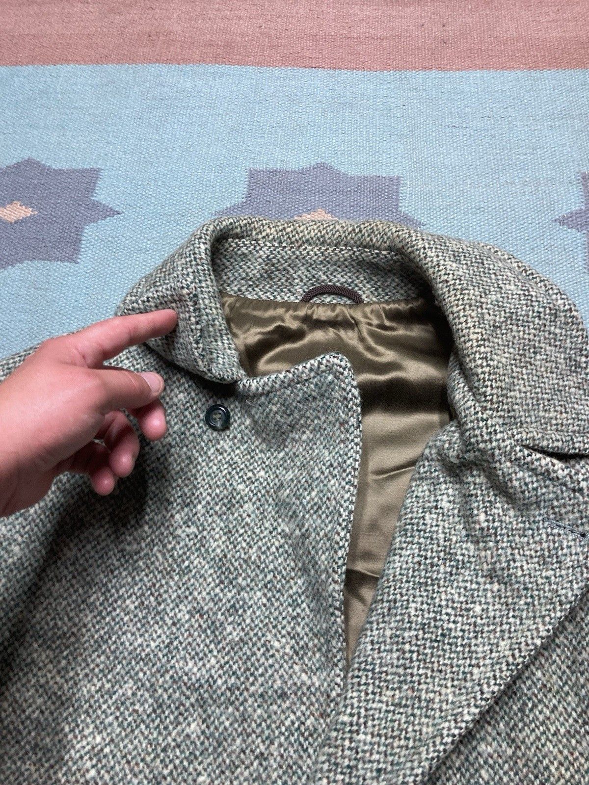 Vintage 60s wool overcoat trench Great Dane Harris tweed men's large Size US L / EU 52-54 / 3 - 4 Thumbnail