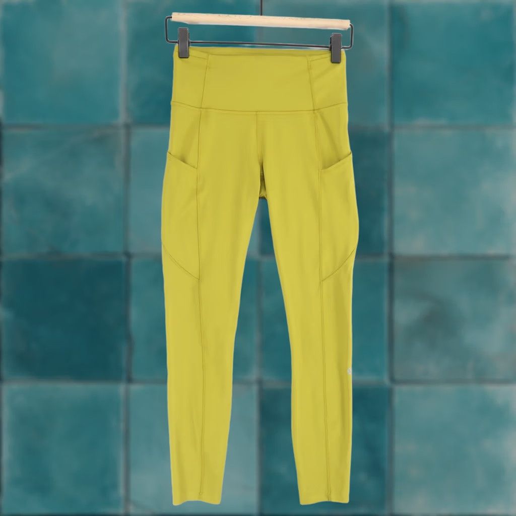 Lululemon Lululemon Womens Leggings 4 Golden Lime High Rise Fast Free Side Pockets Size 27" / US 4 / IT 40 - 1 Thumbnail