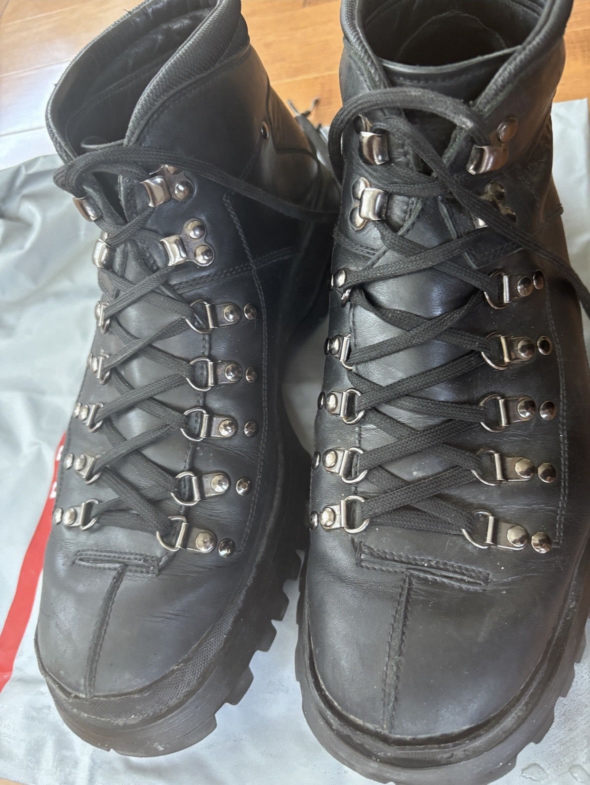 Prada PRADA Black Leather Hiking Boots Size US 10 / EU 43 - 2 Thumbnail