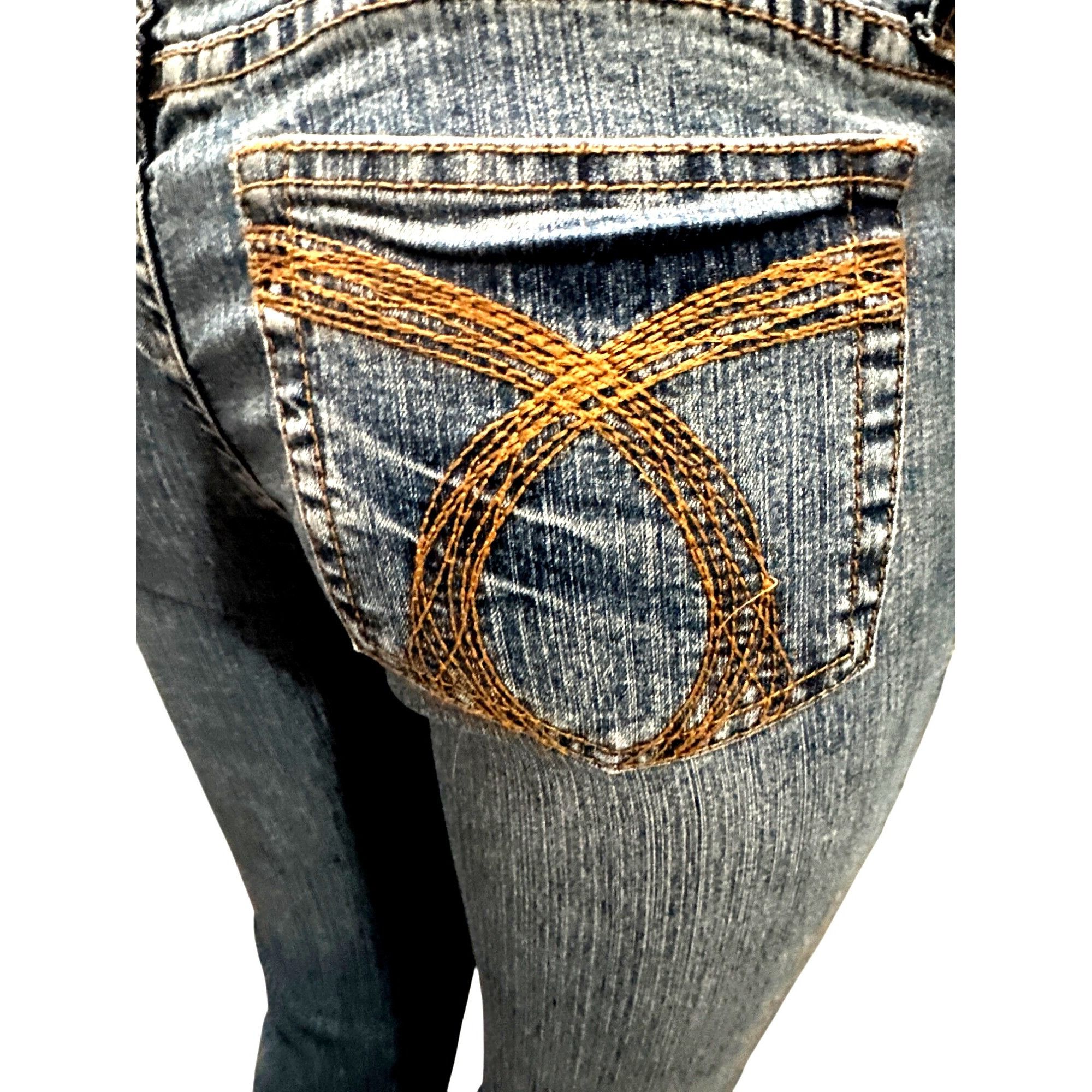 Other Authentic 579 Jeanswear Denim Blue Mid Rise Straight Leg Emb Size 31" - 10 Thumbnail