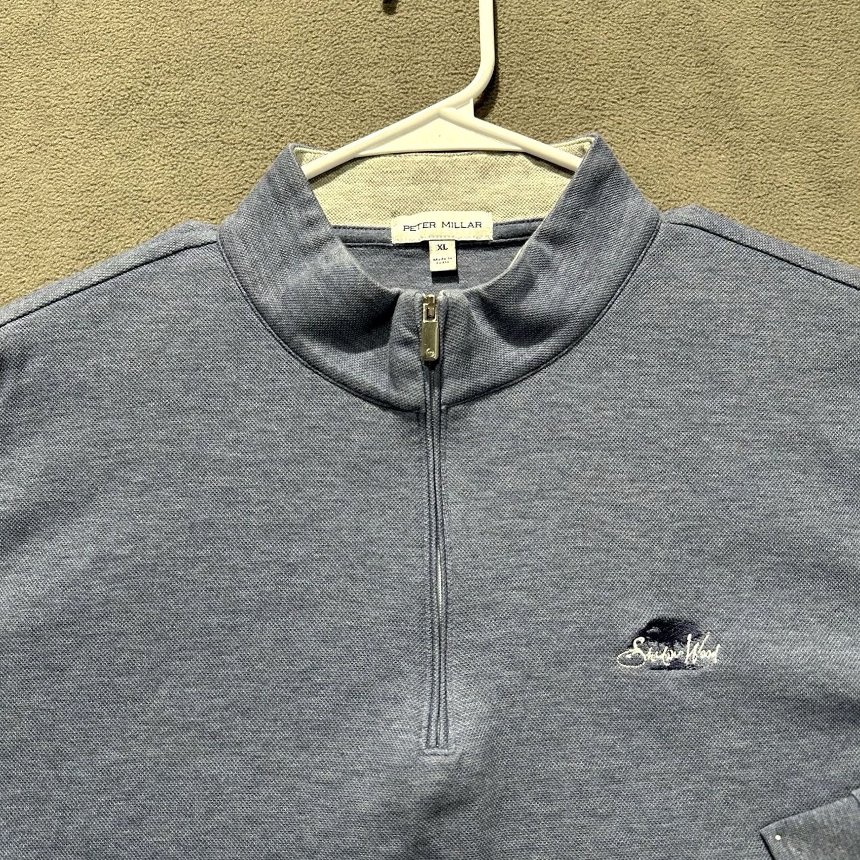 Peter Millar Peter Millar Pullover Mens XL Crown Comfort Interlock Golf 1/4 Zip Shadow Wood Blue Crown Comfort Interlock Pullover XL Mens Golf Shirt Size US XL / EU 56 / 4 - 3 Thumbnail