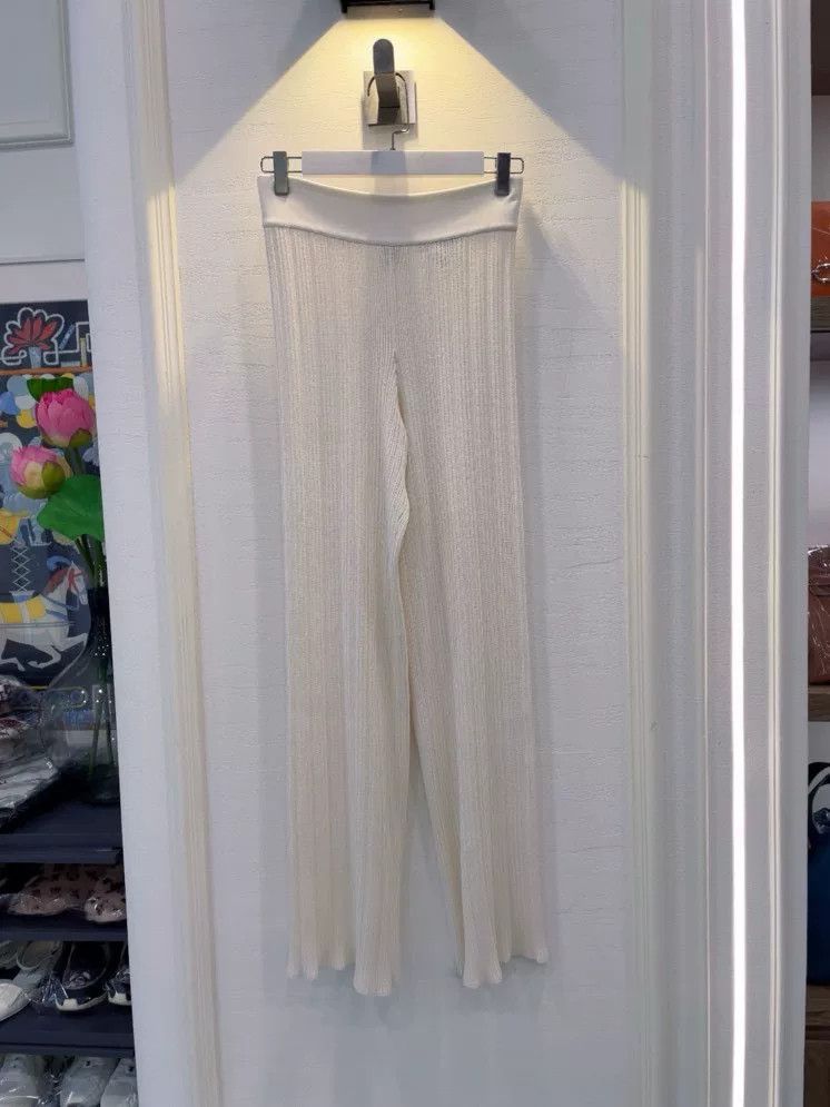 hermes cream wide-leg knit trousers size 36